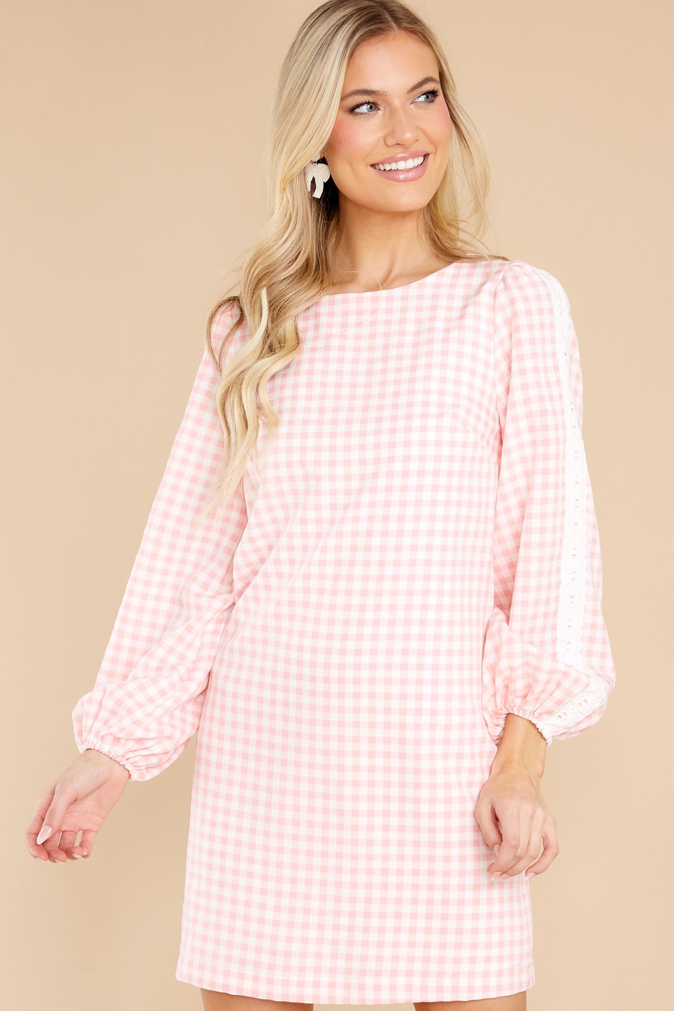 Carefreely Content Pink Gingham Mini Dress