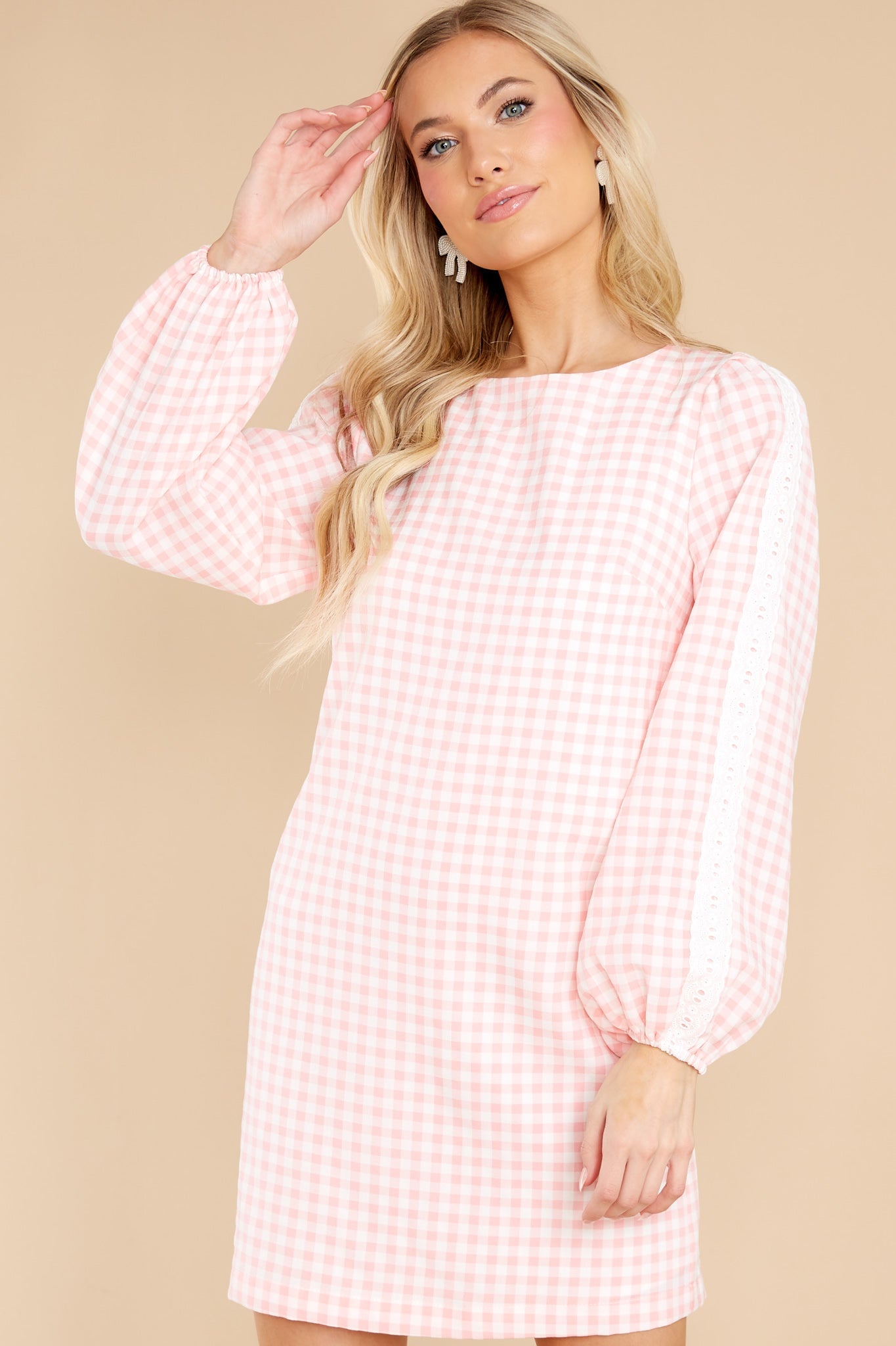 Carefreely Content Pink Gingham Mini Dress