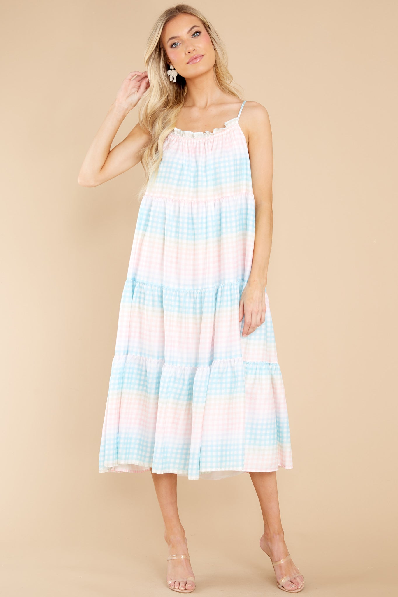 Pursuit Of Happiness Blue Multi Gingham Midi Dress