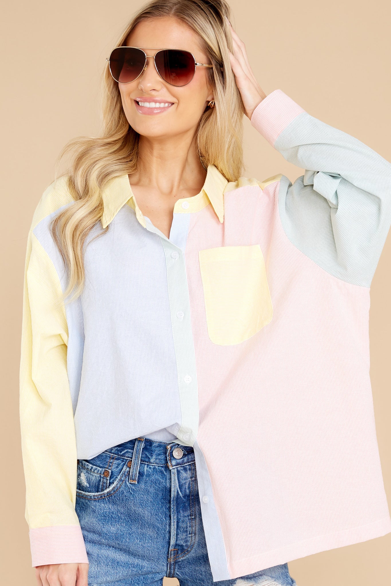 You're On My Mind Yellow Colorblock Top