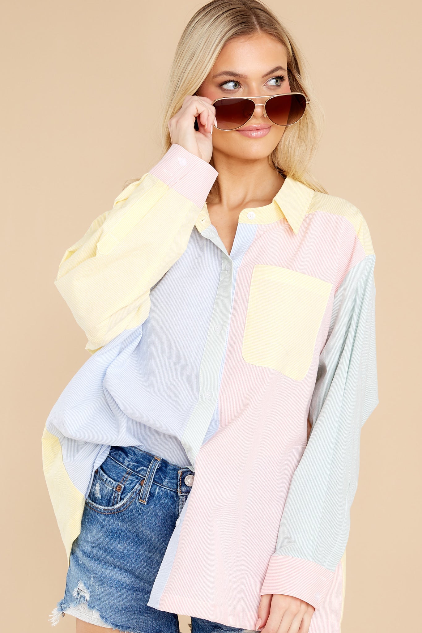 You're On My Mind Yellow Colorblock Top