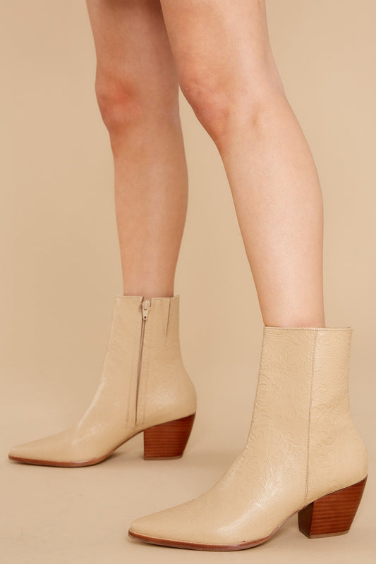 Caty Natural Paisley Ankle Boots