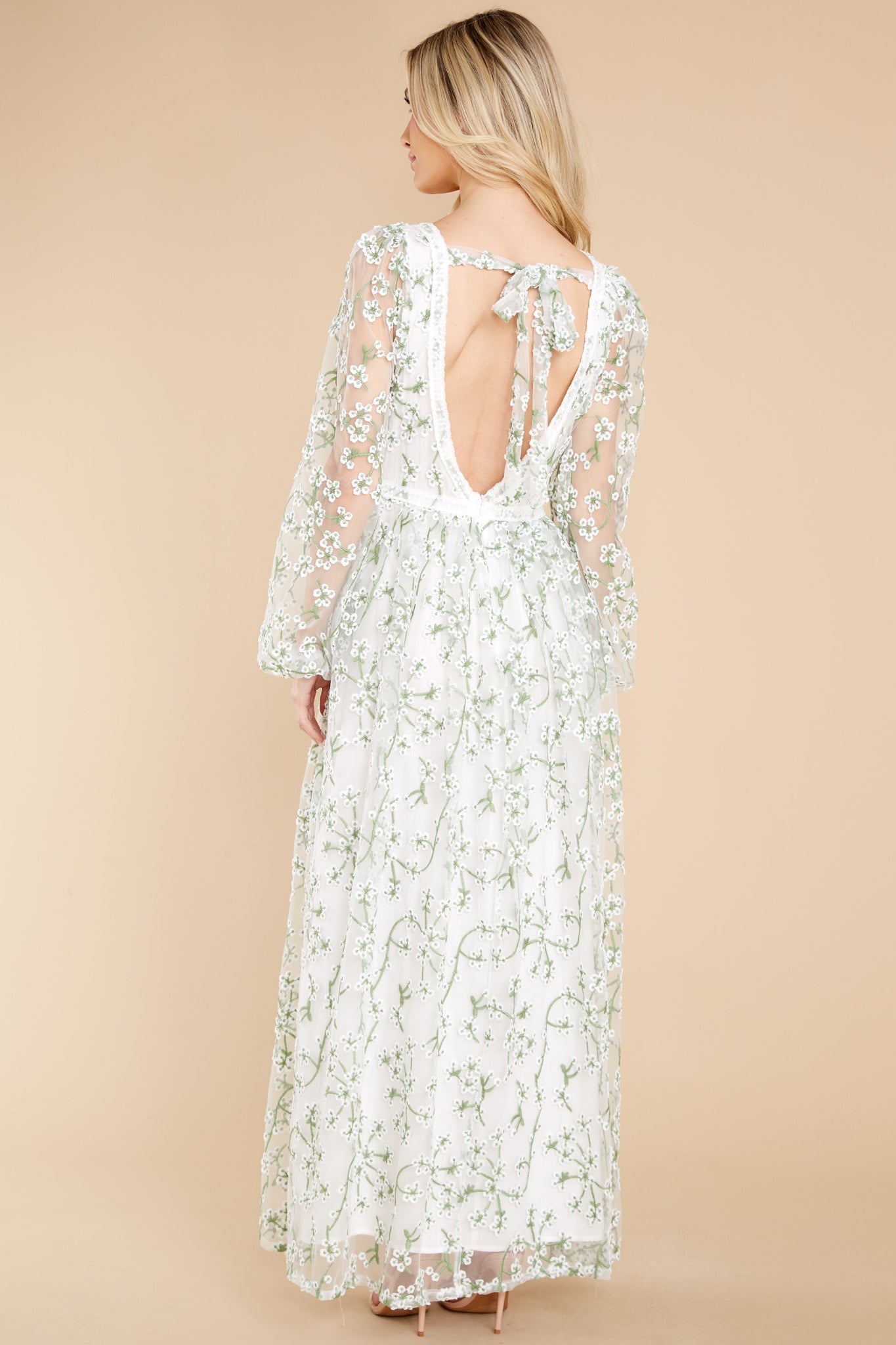 Heavenly Sights Ivory Floral Embroidered Maxi Dress