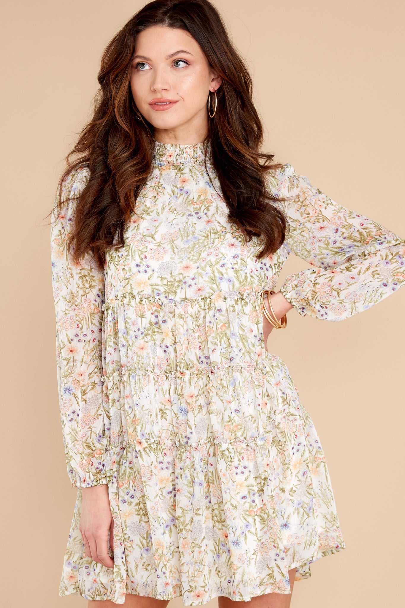 Raining Sunshine White Multi Floral Print Dress