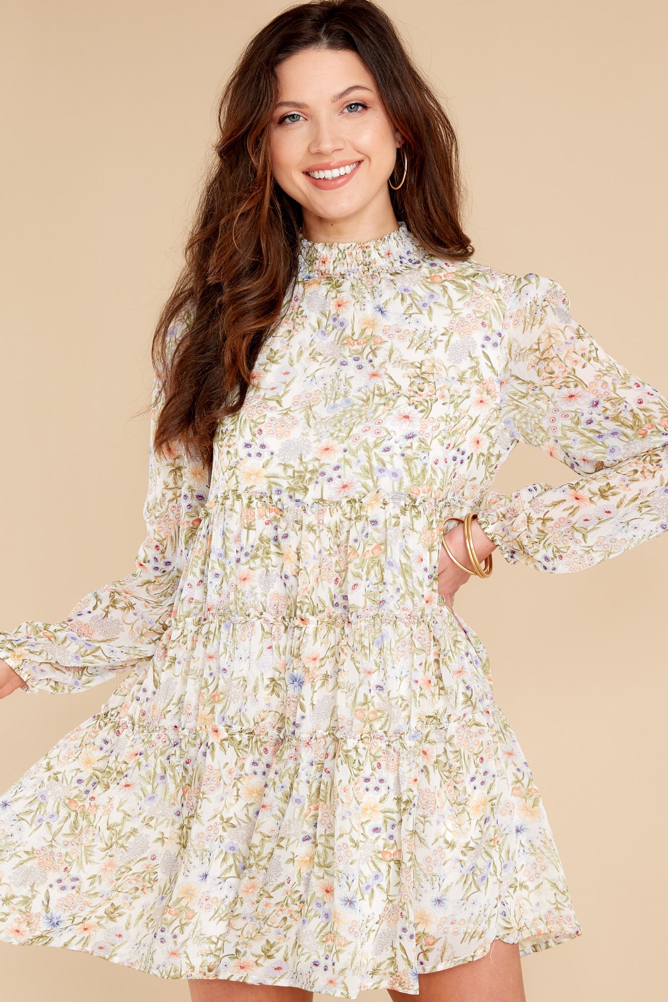 Raining Sunshine White Multi Floral Print Dress