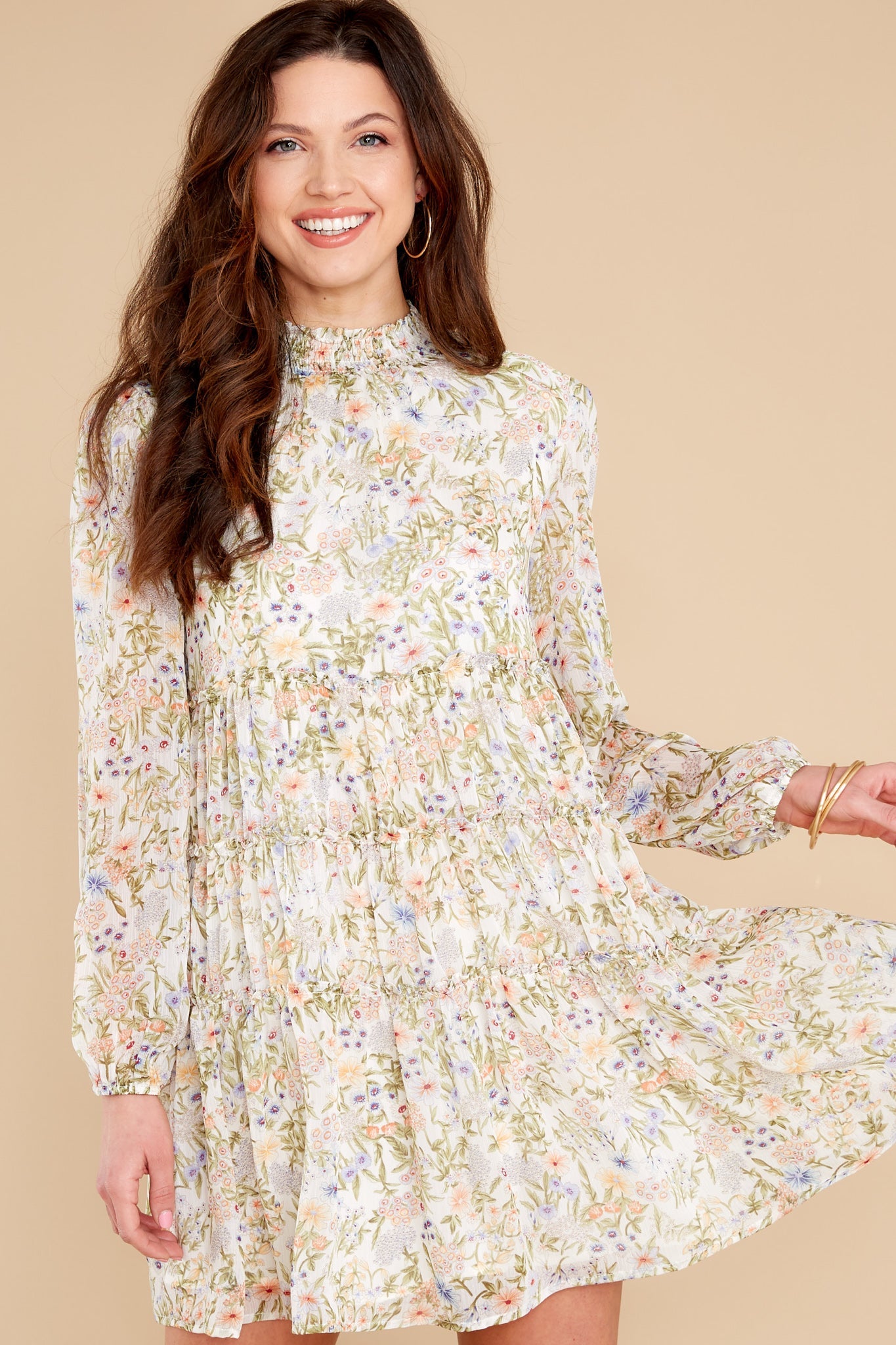 Raining Sunshine White Multi Floral Print Dress