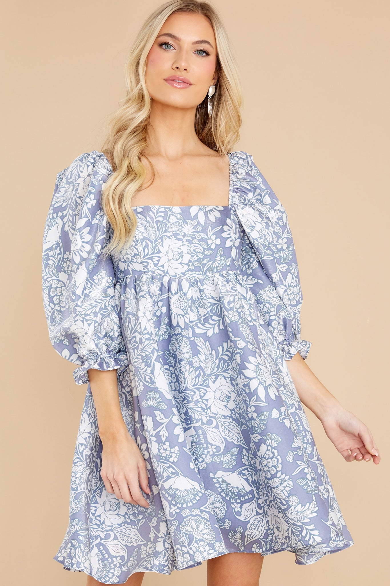 Enchanting Beauty Pastel Purple Floral Print Dress