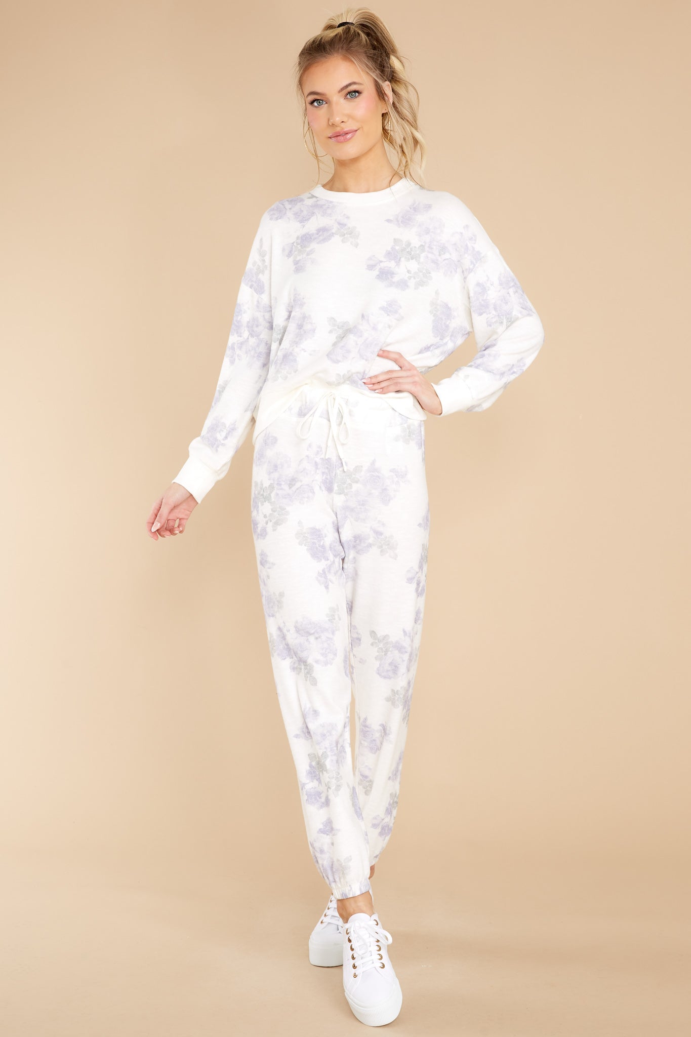 Ava Pastel Lavender Ash Floral Jogger