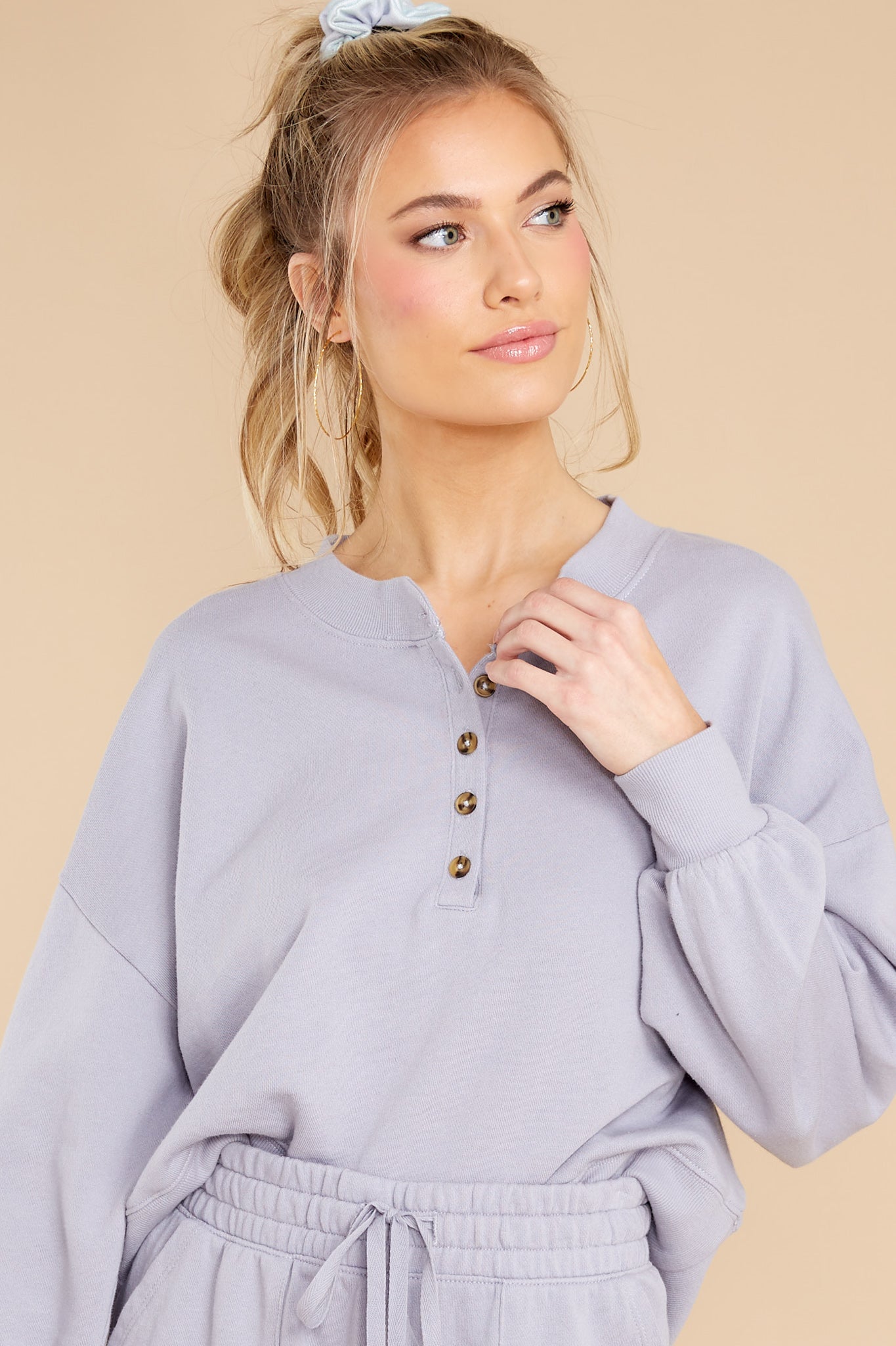 Hana Lavender Ash Henley Sweatshirt