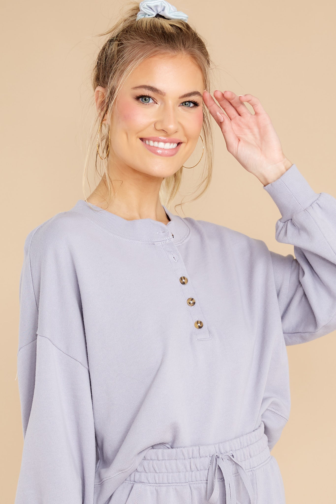 Hana Lavender Ash Henley Sweatshirt