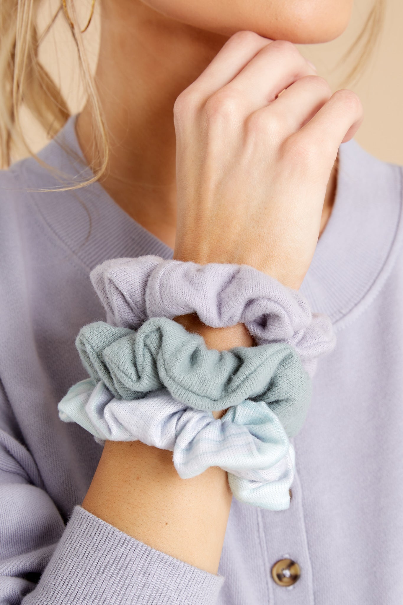 Pastel Lavender Ash Scrunchies