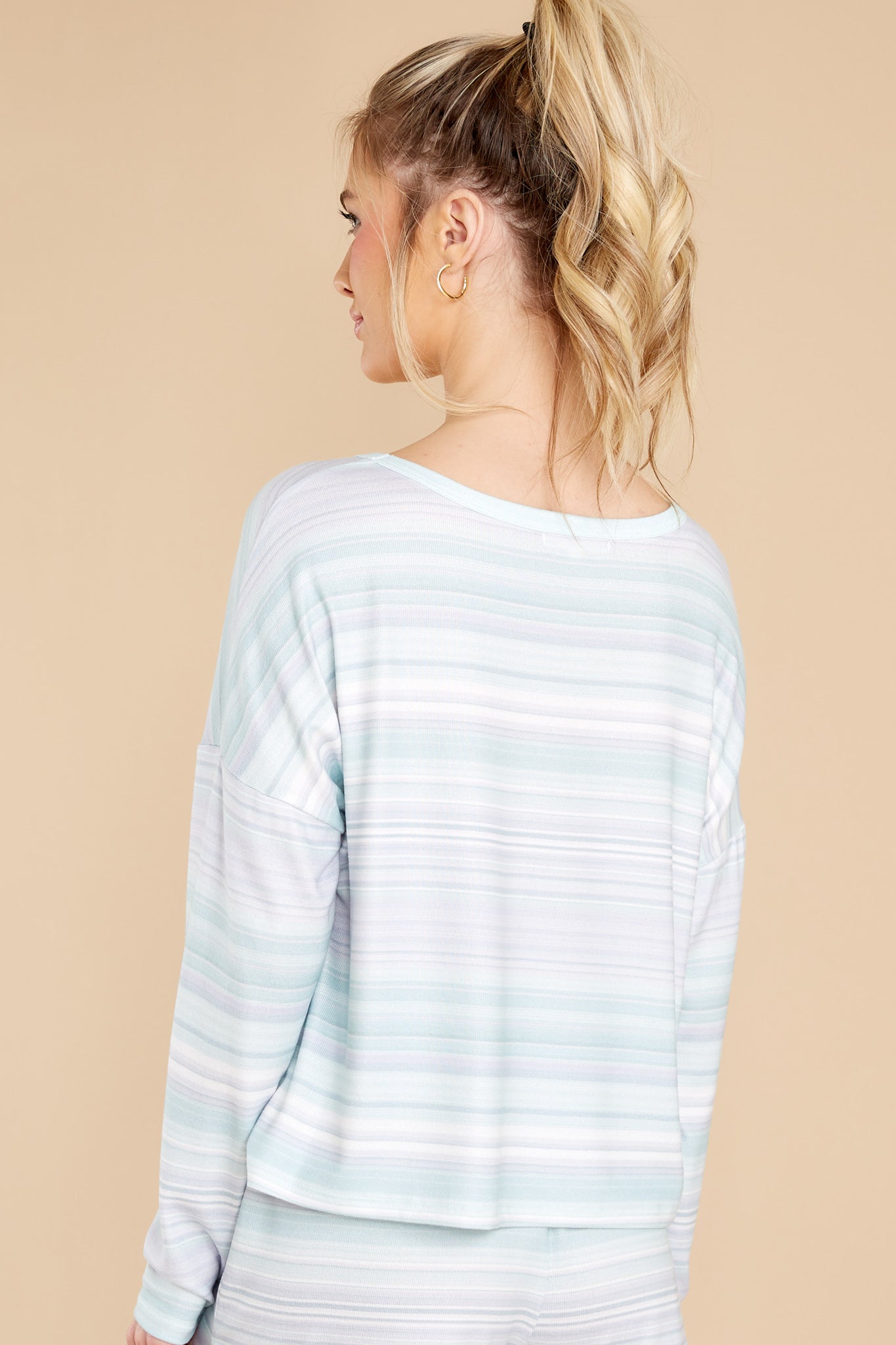 Skylar Lavender Ash Stripe Long Sleeve Top