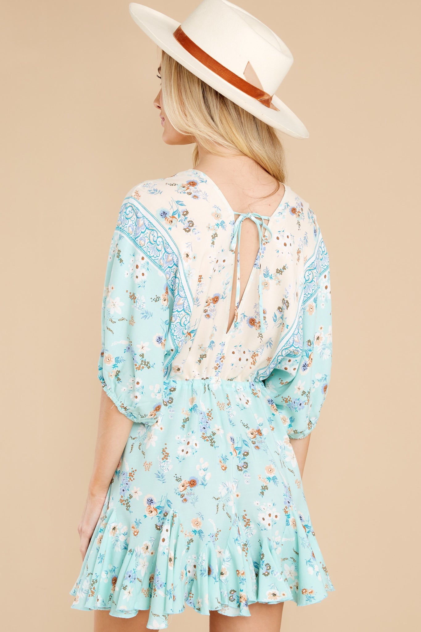 A Secret Place Mint Floral Print Dress