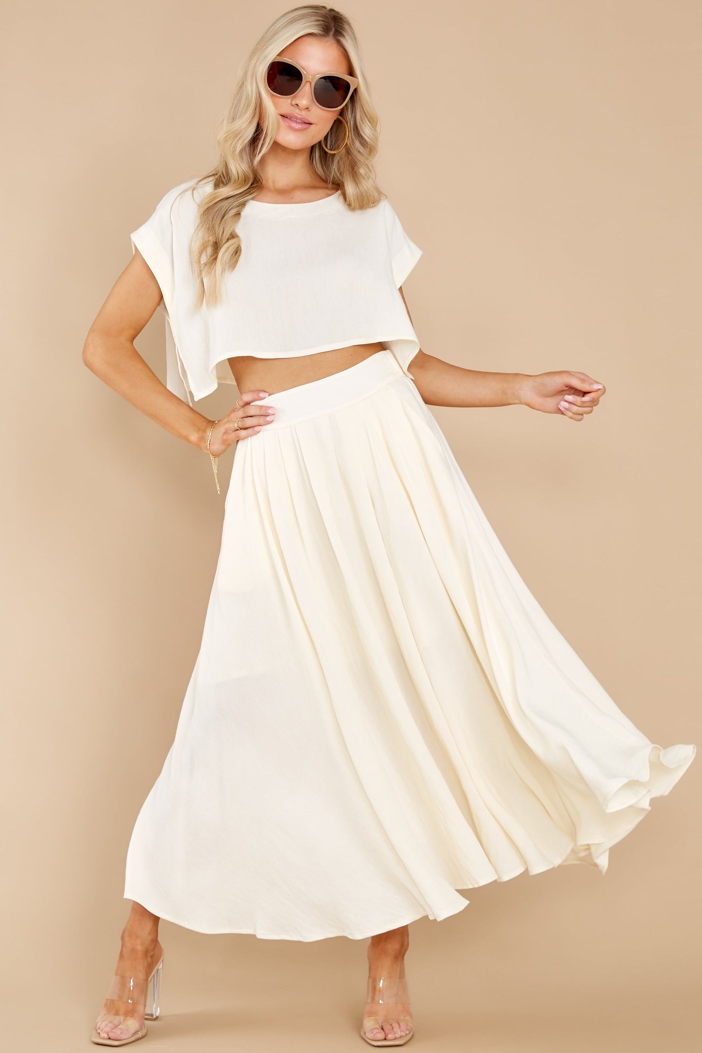 Sweet Memory Of Us Cream Two Piece Set