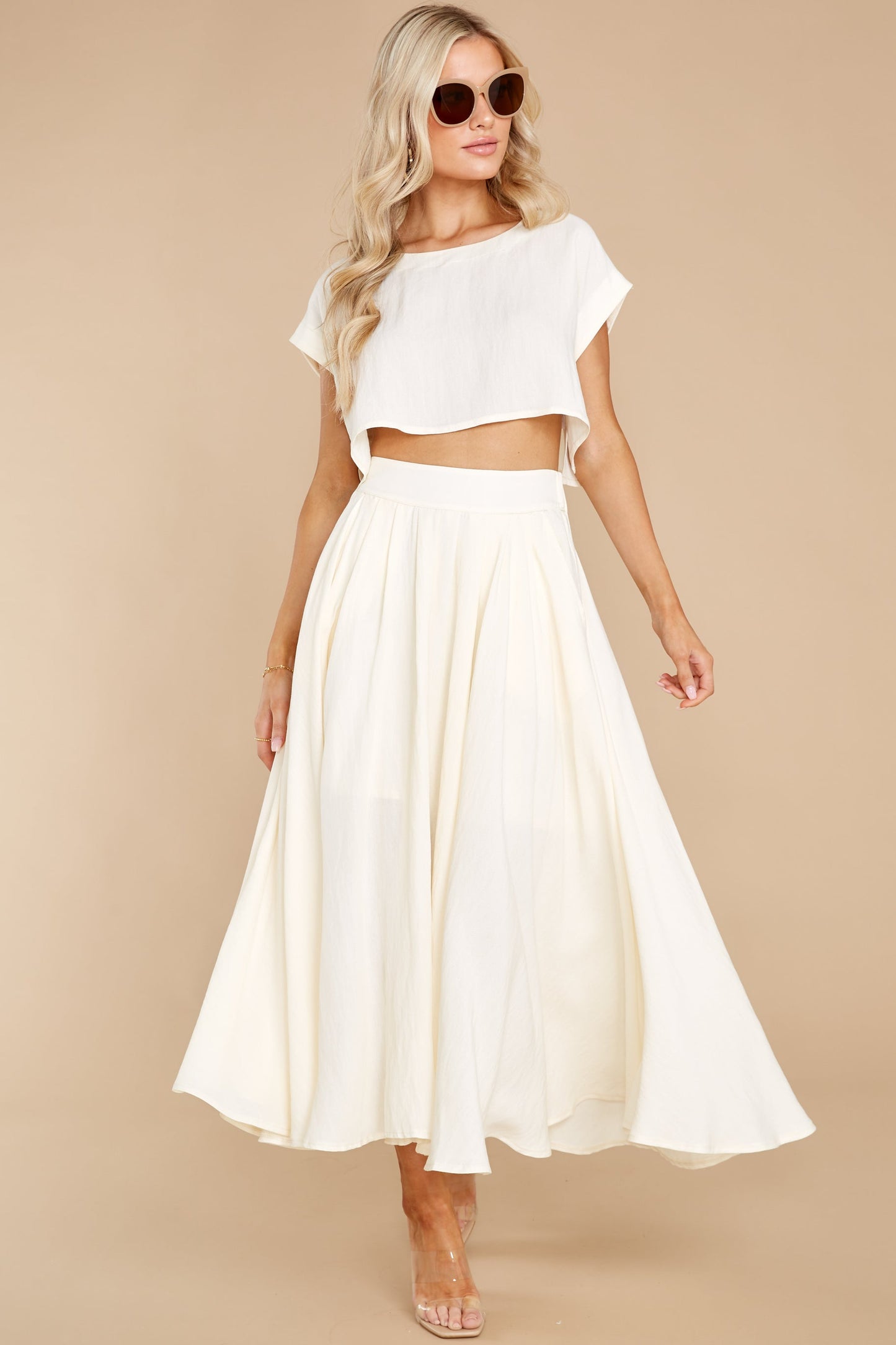 Sweet Memory Of Us Cream Two Piece Set