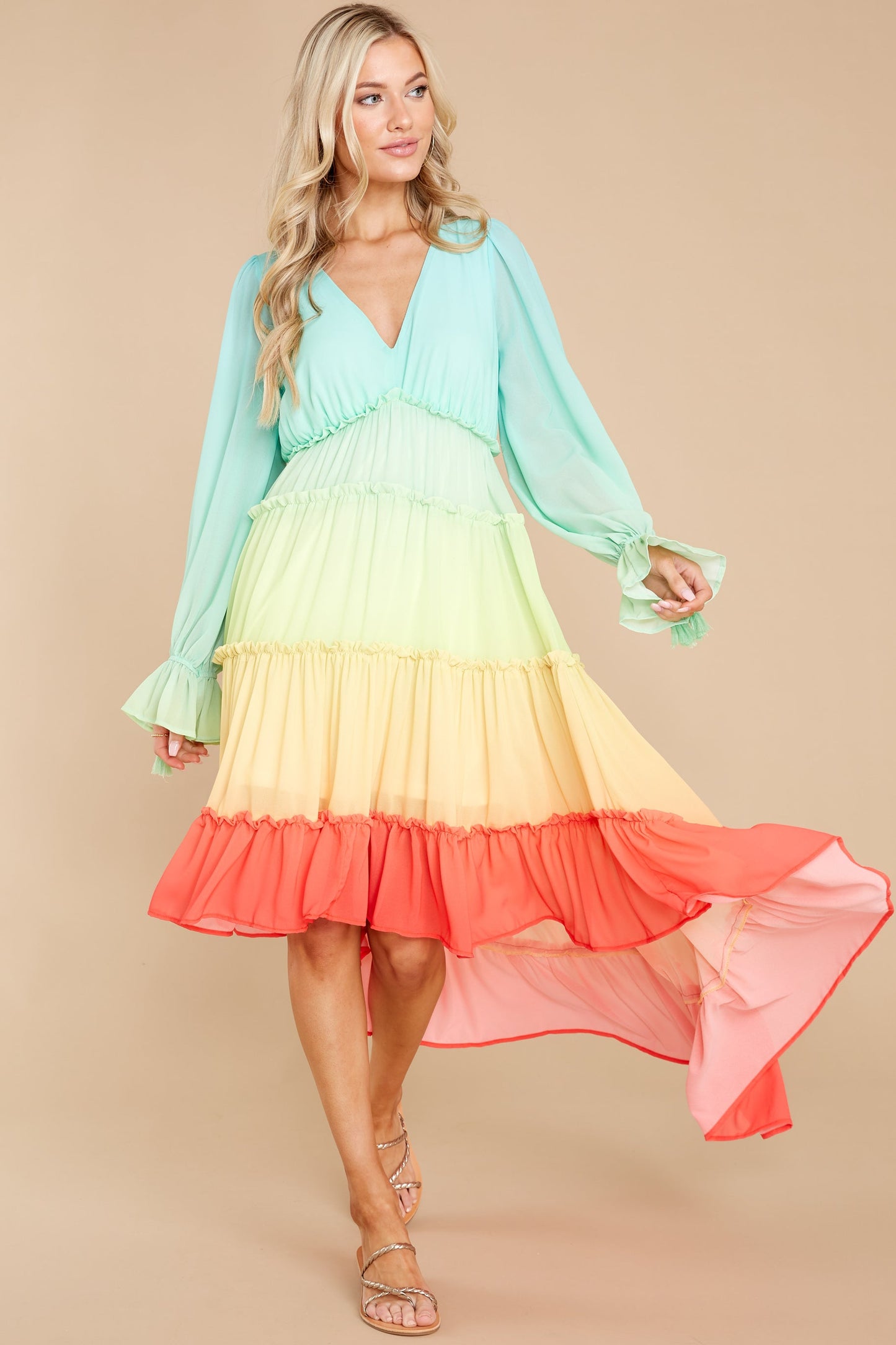 Just Own It Green Multi High-Low Dress