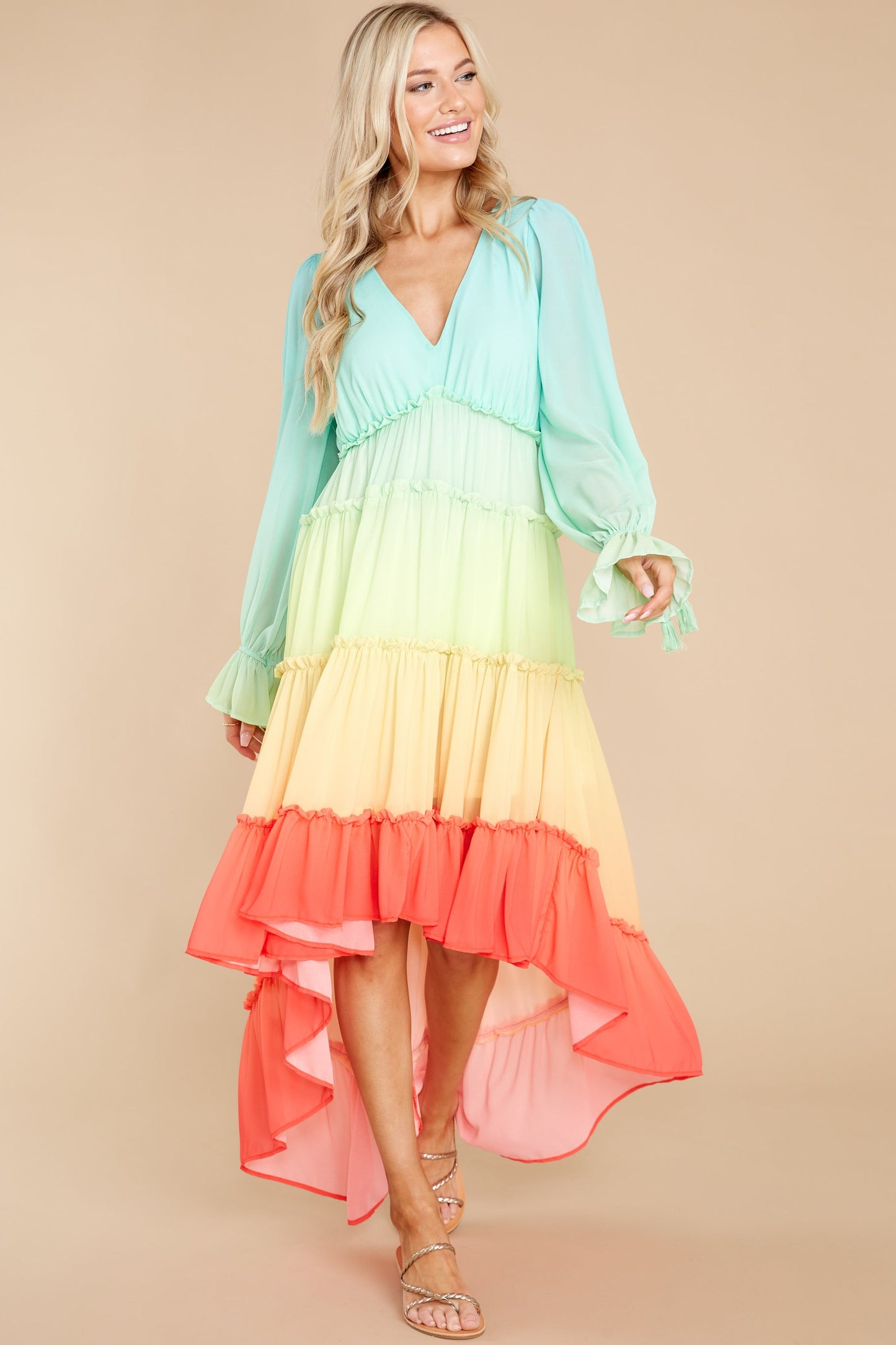 Just Own It Green Multi High-Low Dress