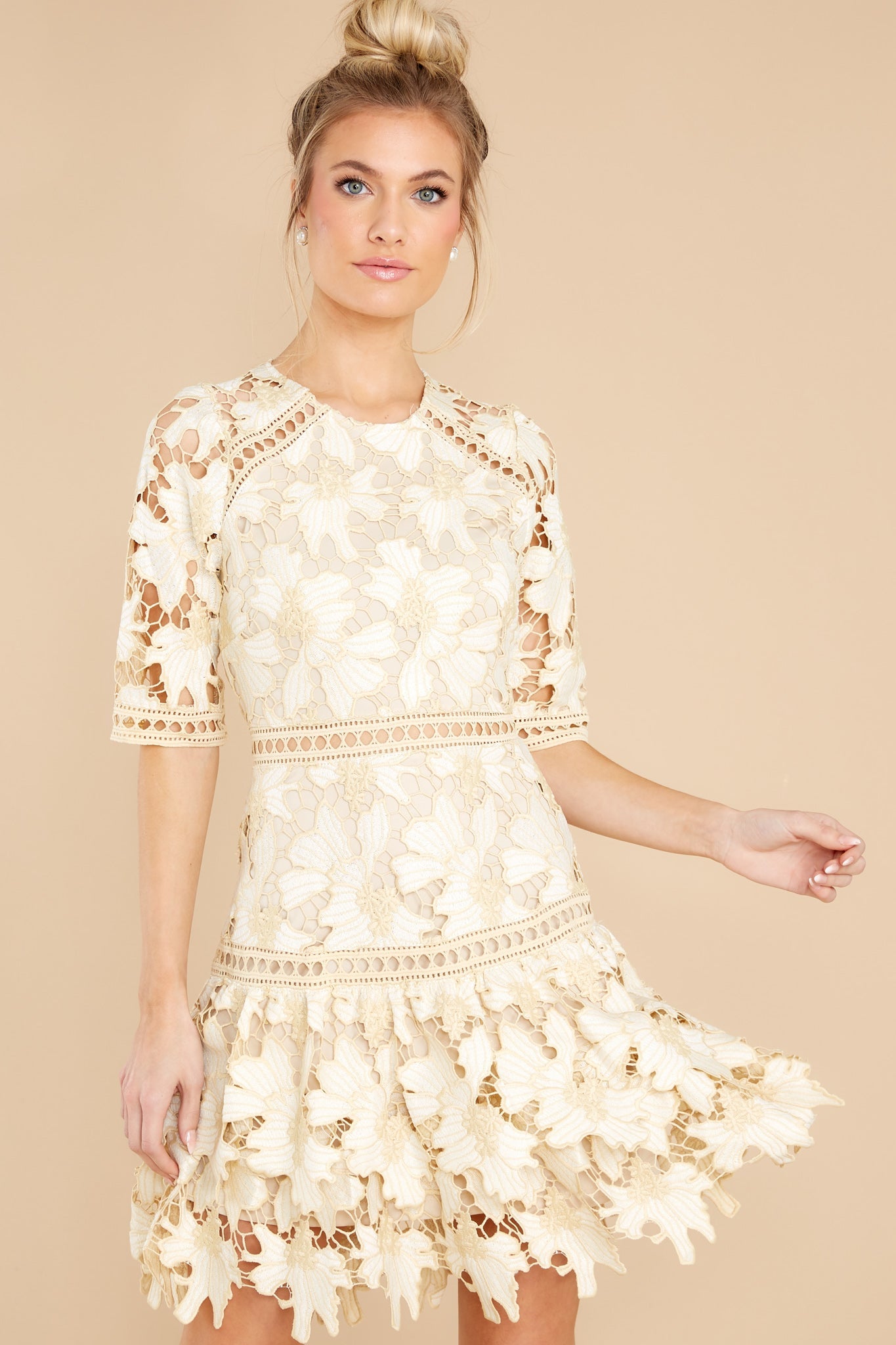 Oblivious Beauty Light Yellow Lace Dress