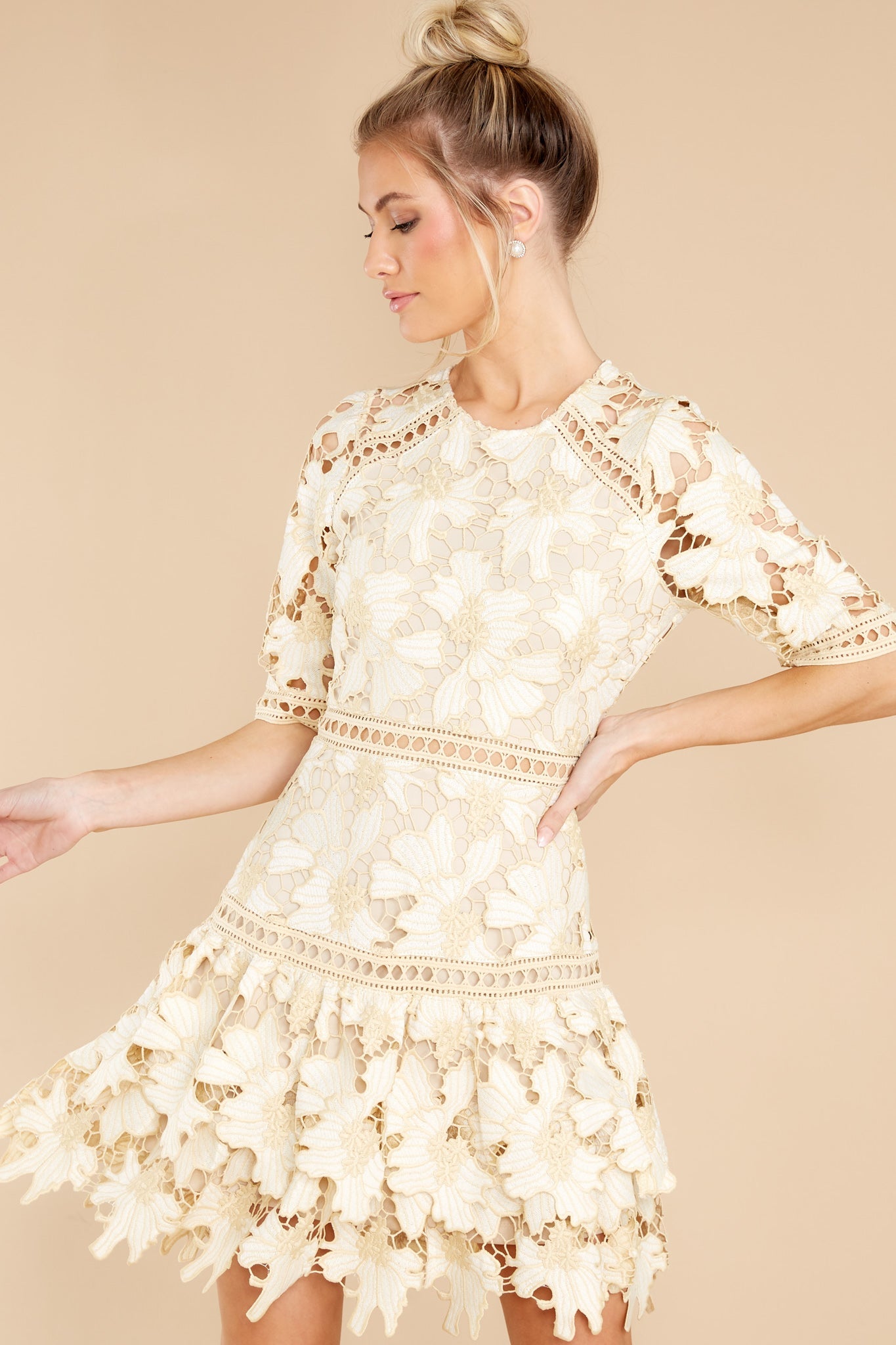 Oblivious Beauty Light Yellow Lace Dress