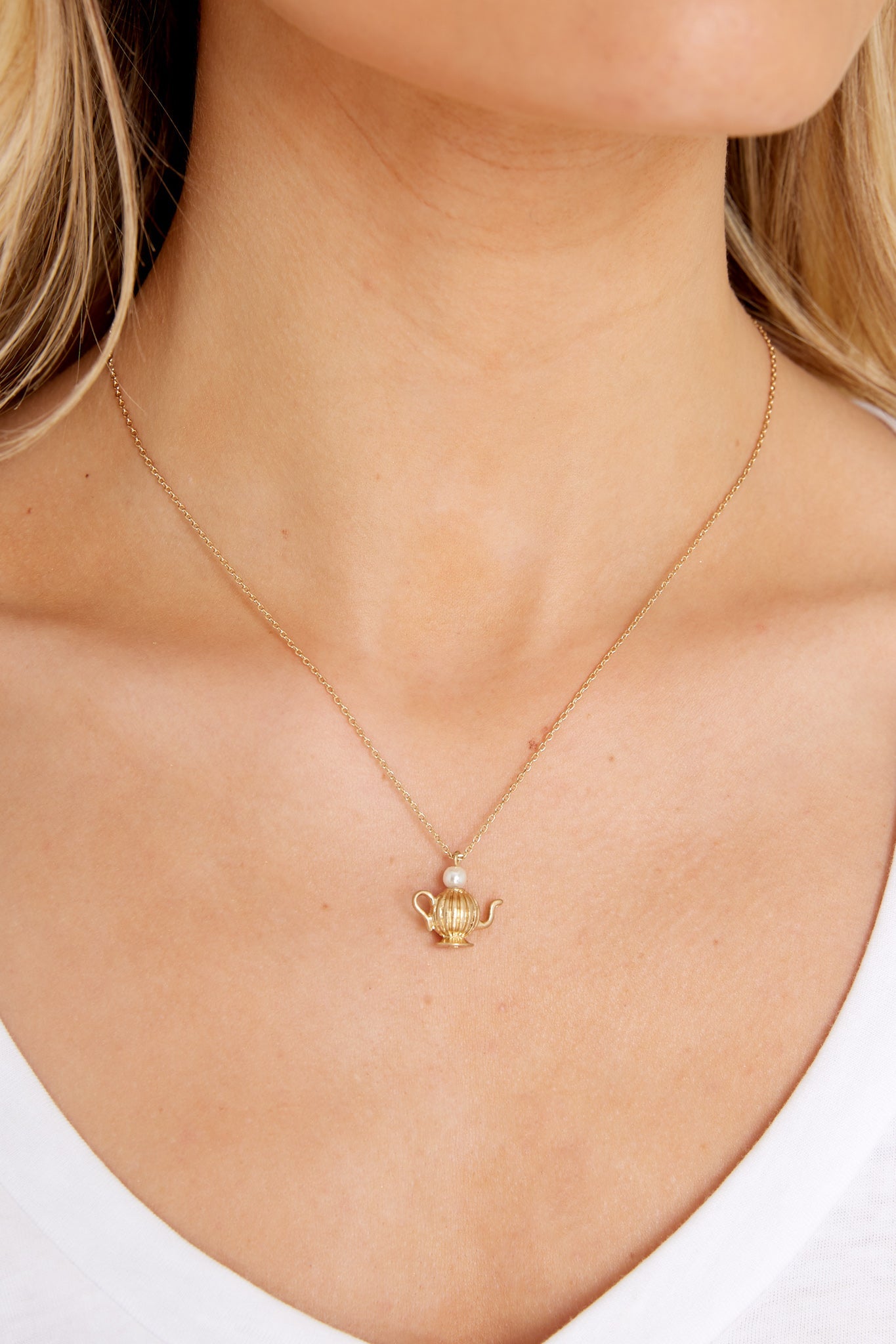 Time For Tea Gold Necklace