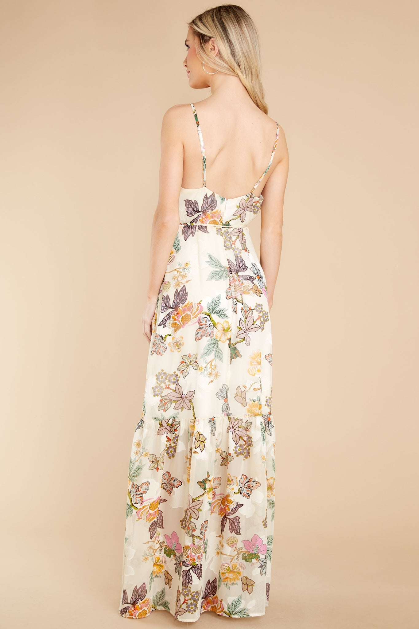 Command The Room Ivory Floral Print Maxi Dress
