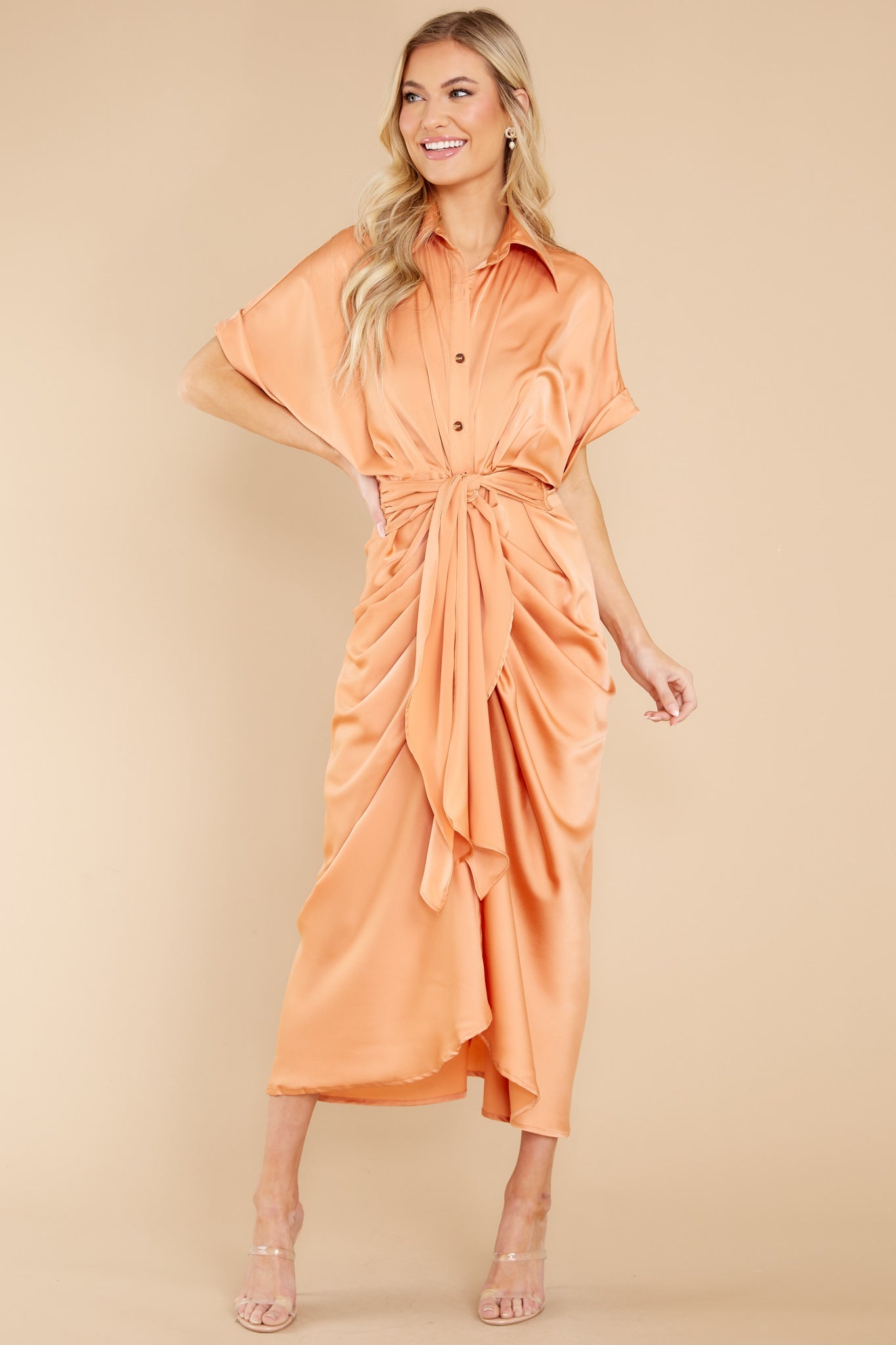 Brunch Date Apricot Maxi Dress