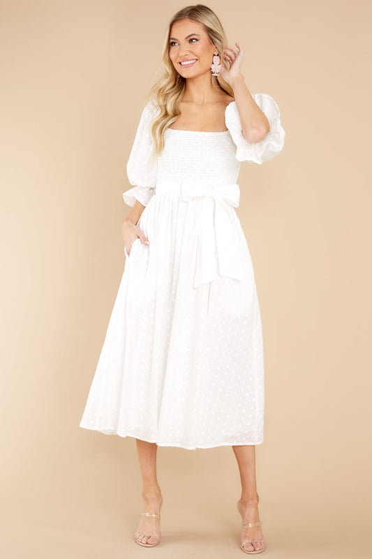 Spreading Love White Eyelet Cotton Midi Dress