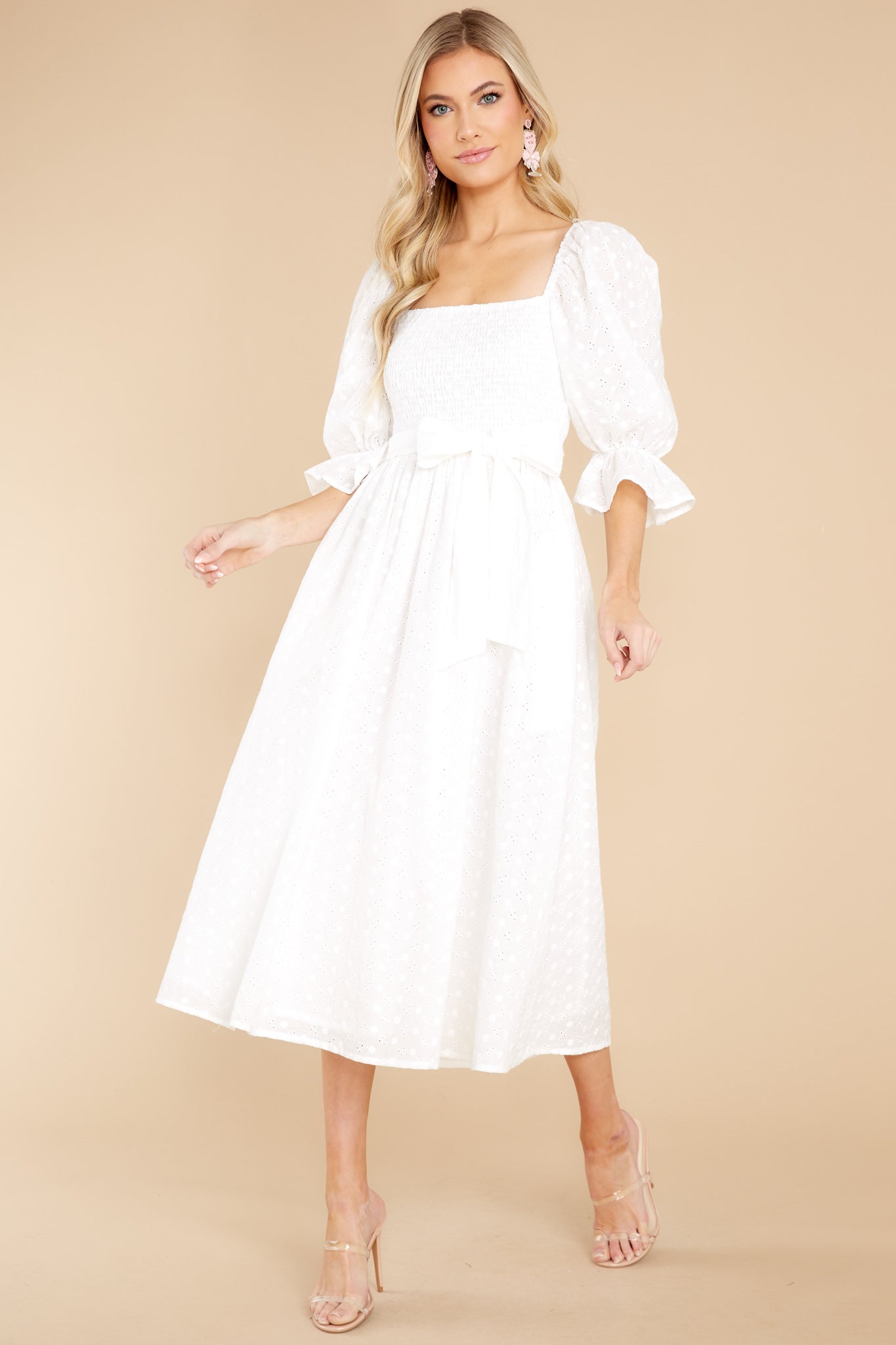 Spreading Love White Eyelet Cotton Midi Dress