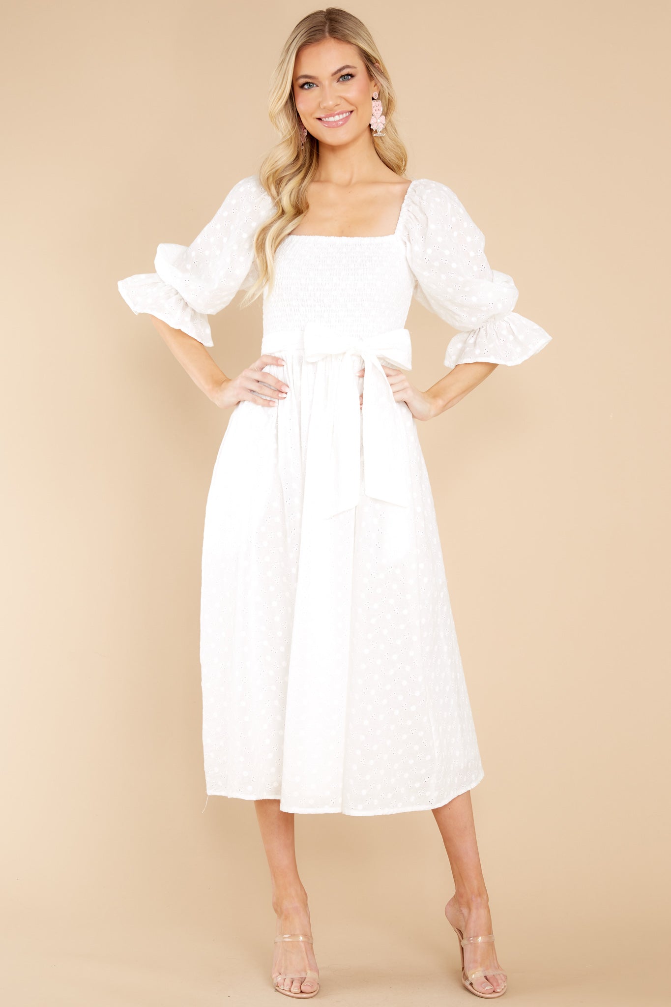 Spreading Love White Eyelet Cotton Midi Dress