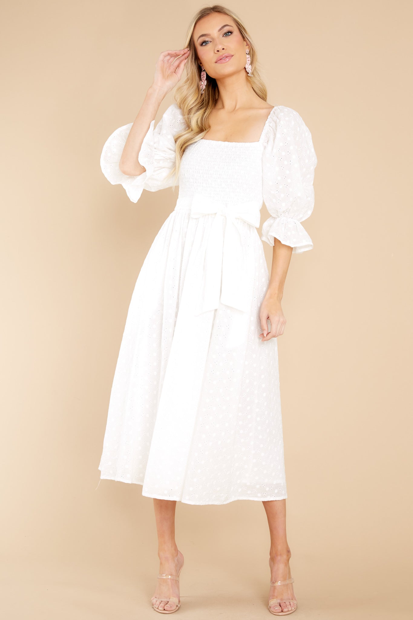 Spreading Love White Eyelet Cotton Midi Dress