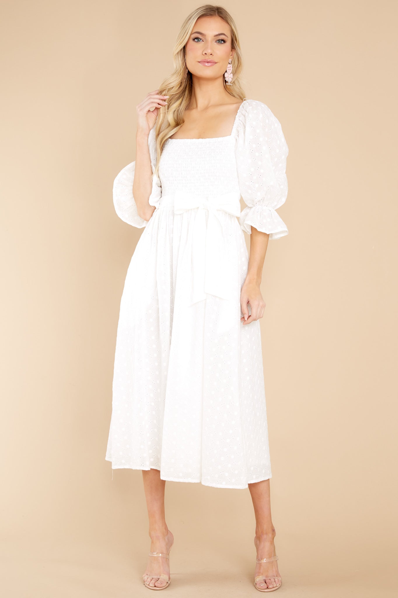 Spreading Love White Eyelet Cotton Midi Dress