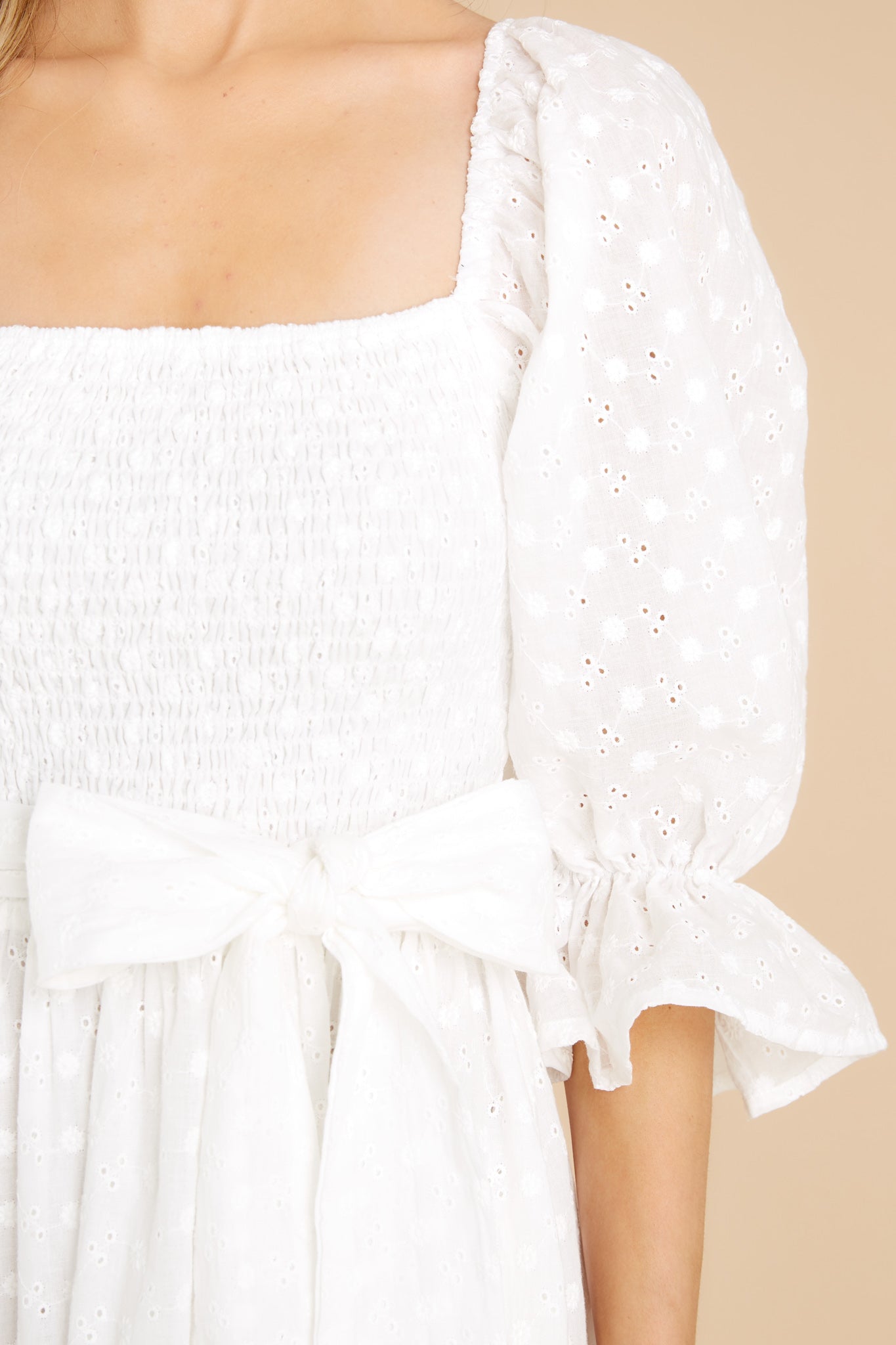 Spreading Love White Eyelet Cotton Midi Dress