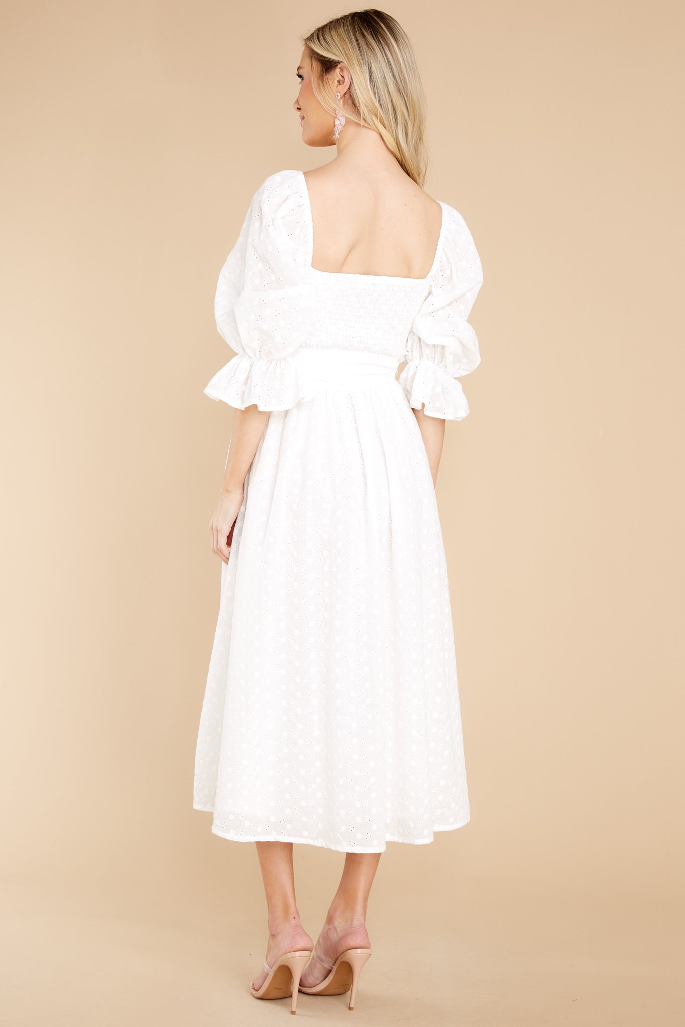 Spreading Love White Eyelet Cotton Midi Dress