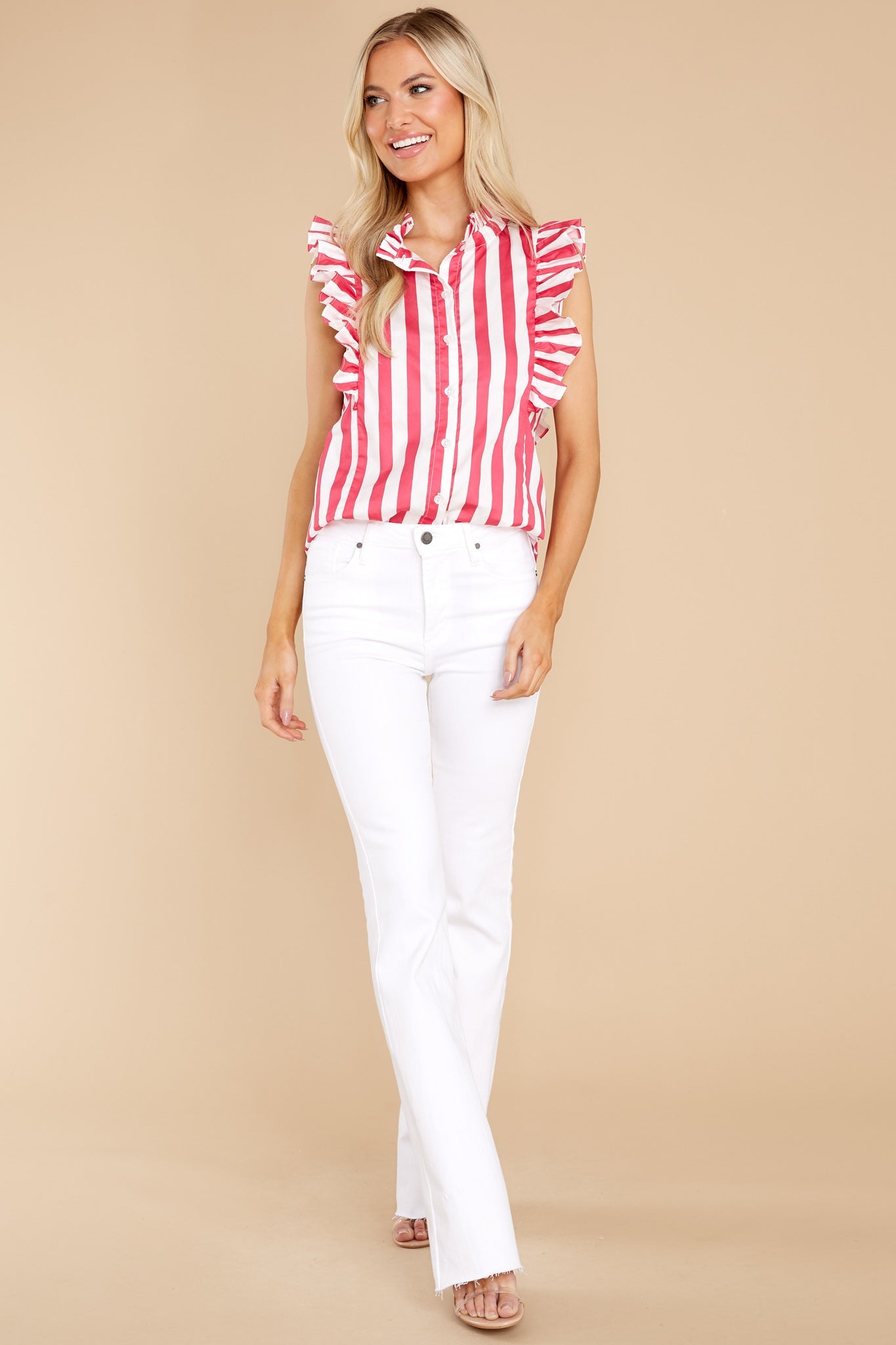 Ruthie Candy Stripe Ruffle Top