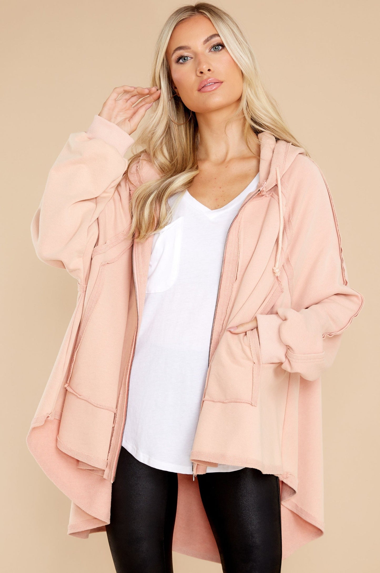Embrace The Love Mauve Pink Zip Up Hoodie