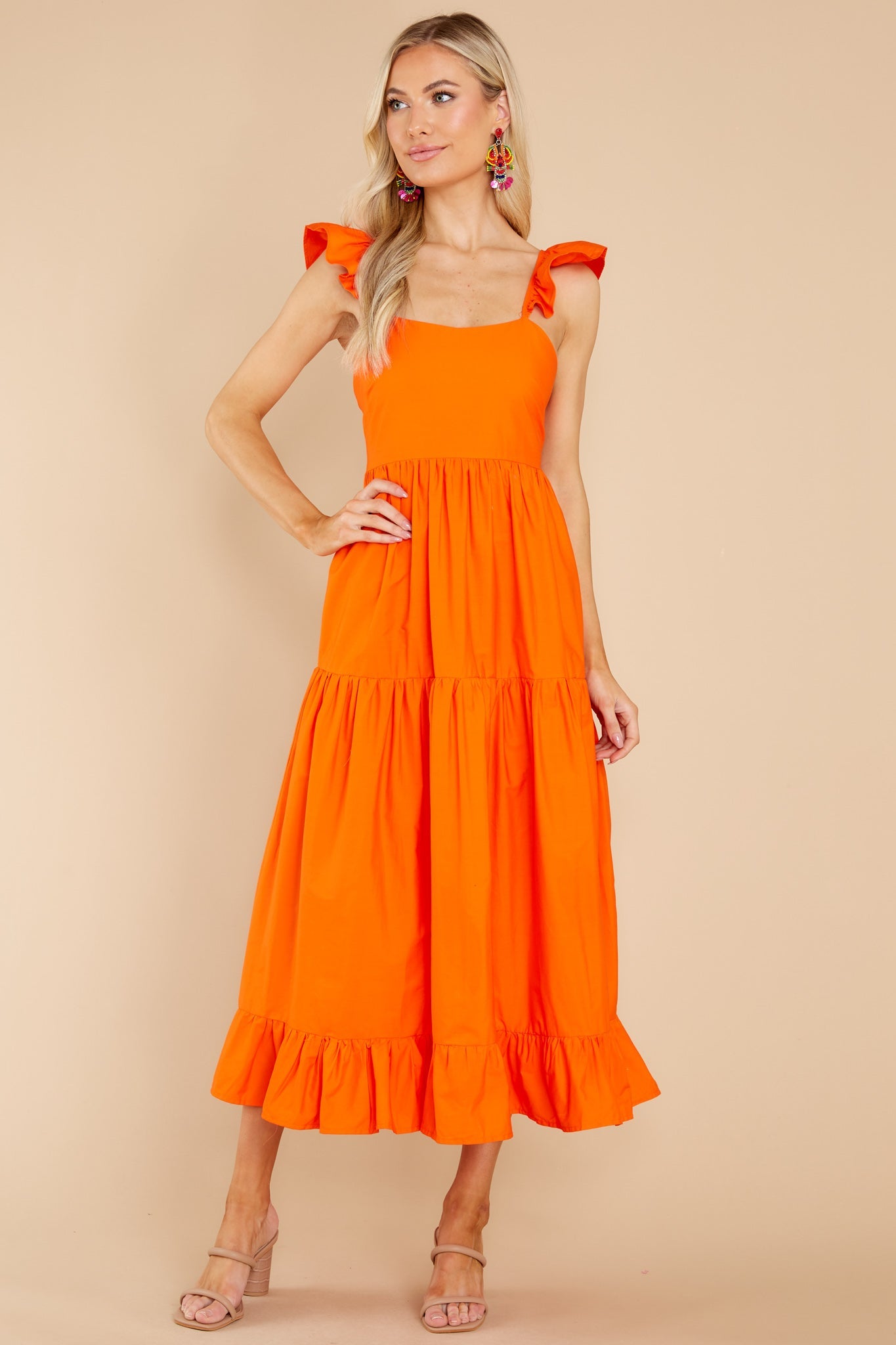 Dressed For Success Orange Midi Dress