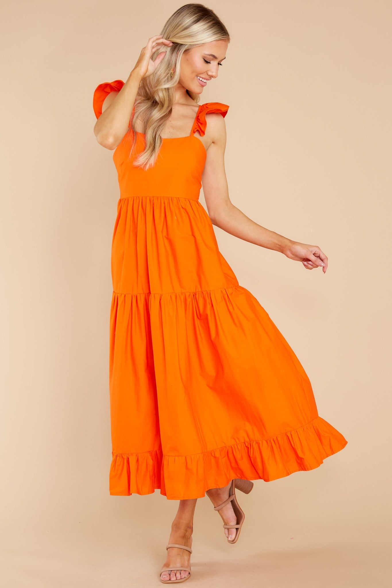 Dressed For Success Orange Midi Dress