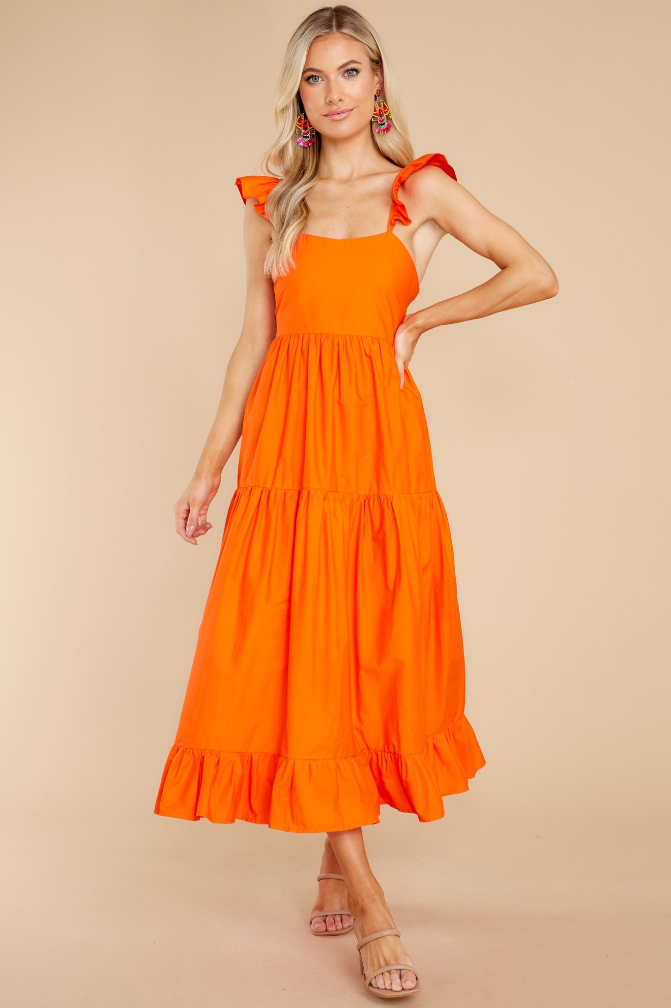 Dressed For Success Orange Midi Dress
