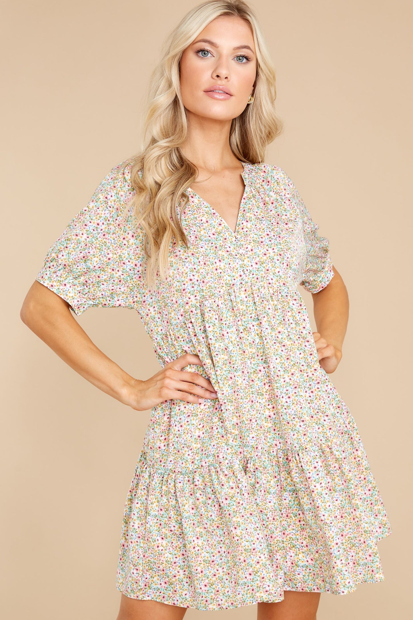Field Of Wildflowers Ivory Floral Print Dress