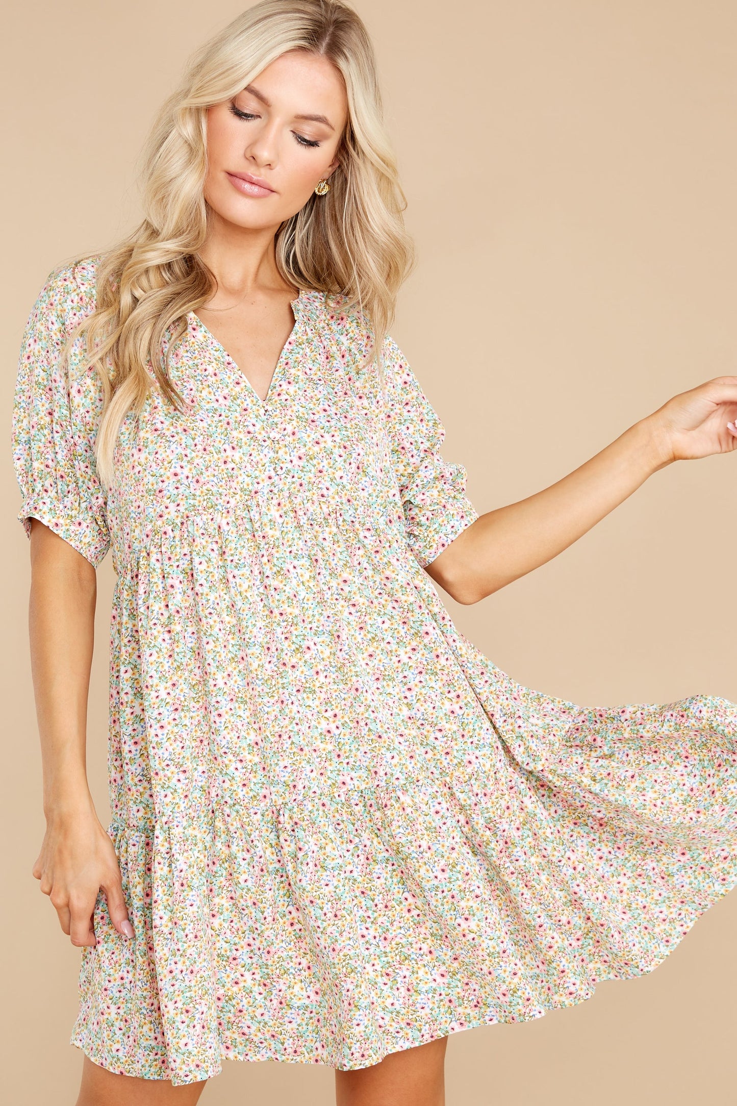 Field Of Wildflowers Ivory Floral Print Dress