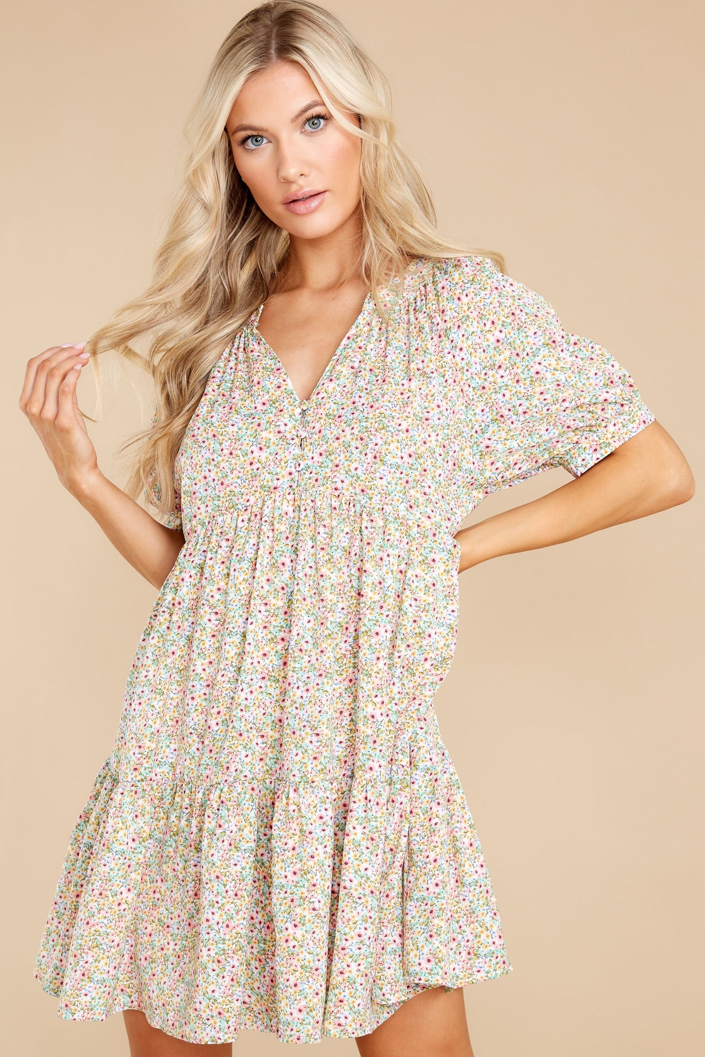 Field Of Wildflowers Ivory Floral Print Dress