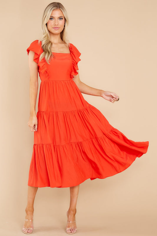 Smitten By You Red Midi Dress