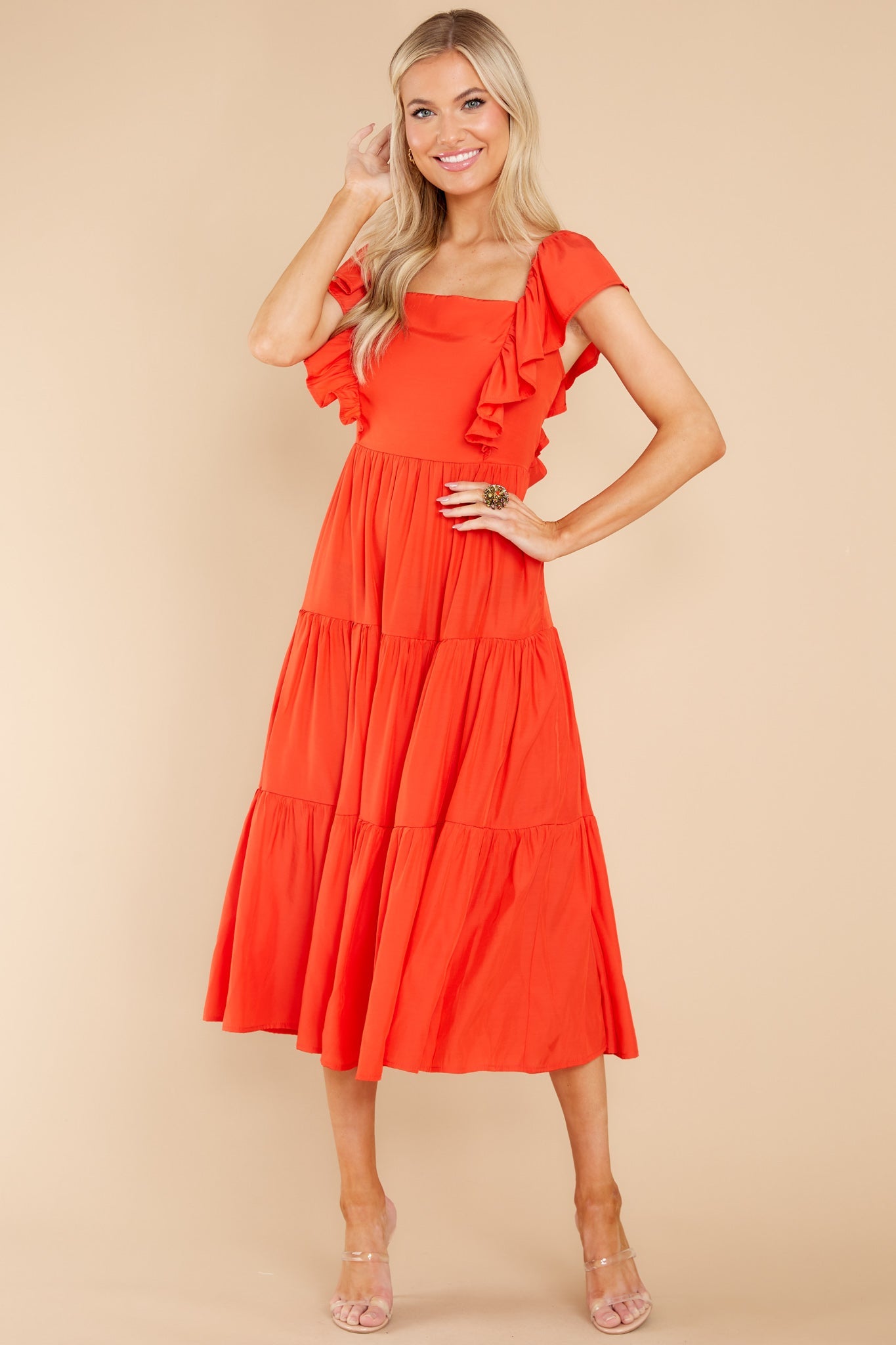 Smitten By You Red Midi Dress