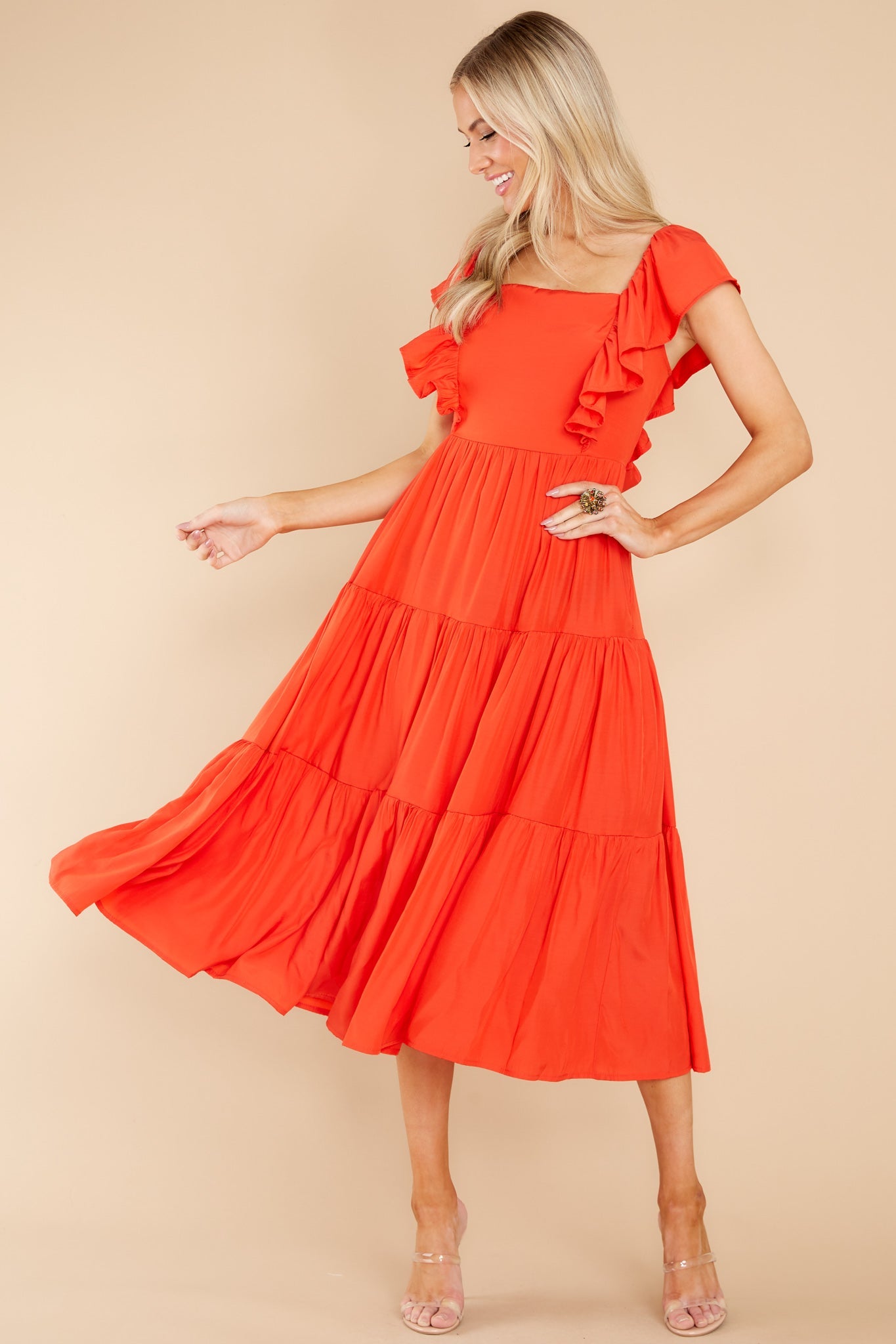 Smitten By You Red Midi Dress