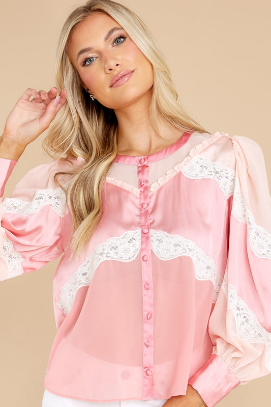 Zavia Pastel Pink Colorblock Blouse