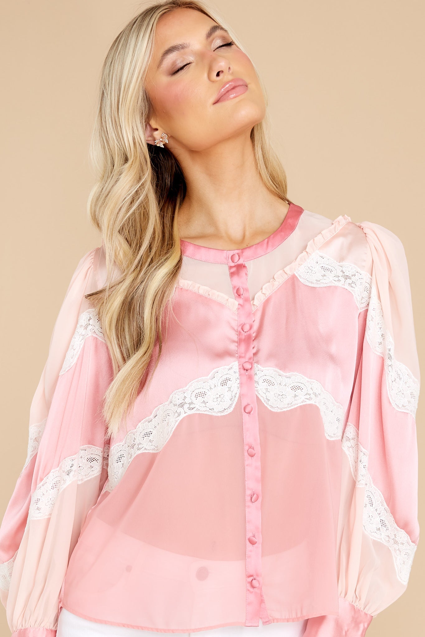 Zavia Pastel Pink Colorblock Blouse