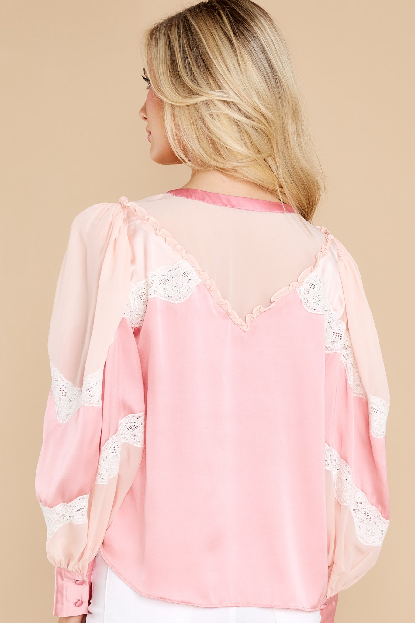 Zavia Pastel Pink Colorblock Blouse