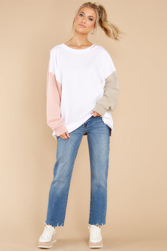 Energized Feeling Ivory Colorblock Sweatshirt