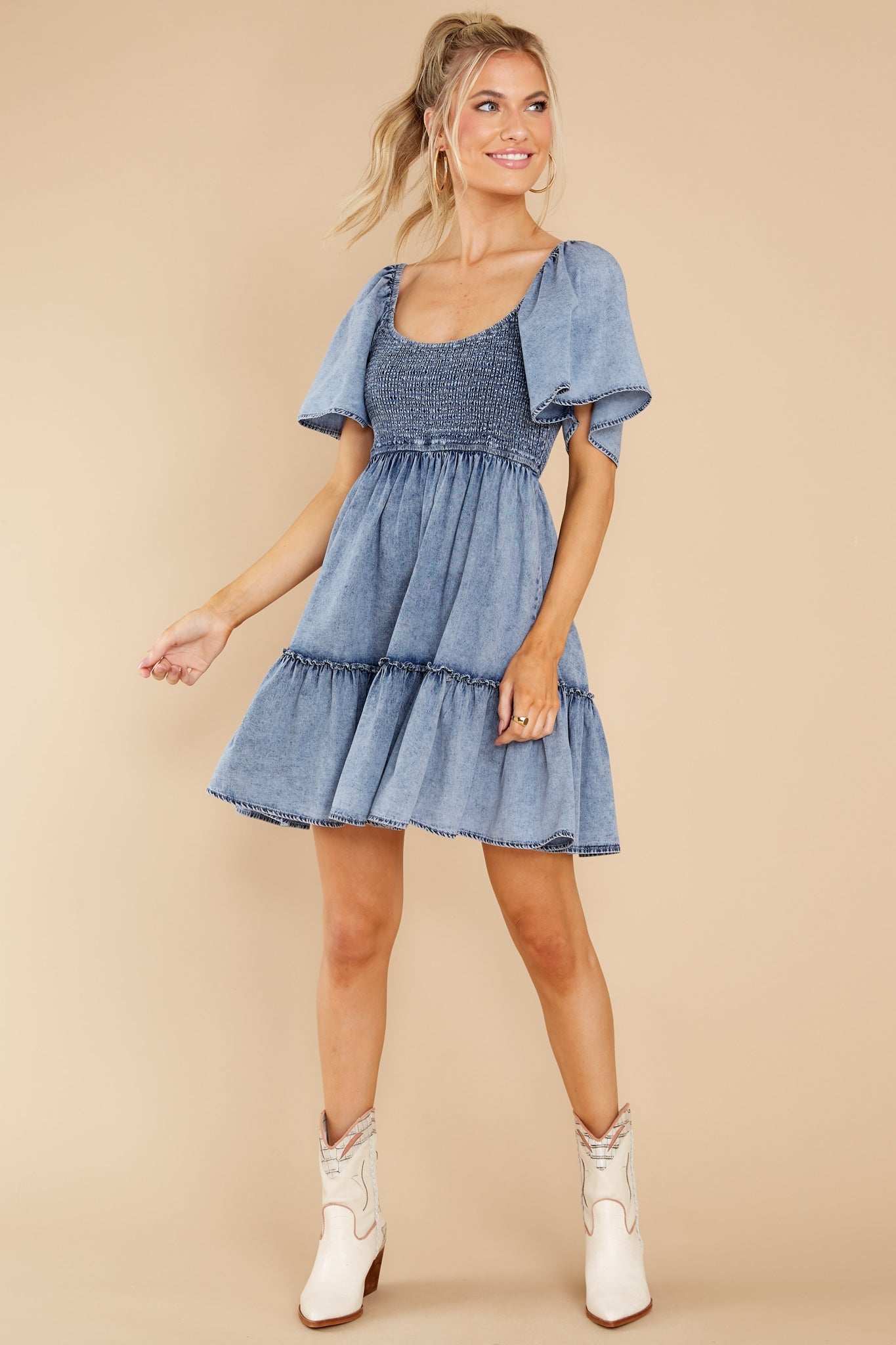 Hello Cutie Pie Chambray Dress