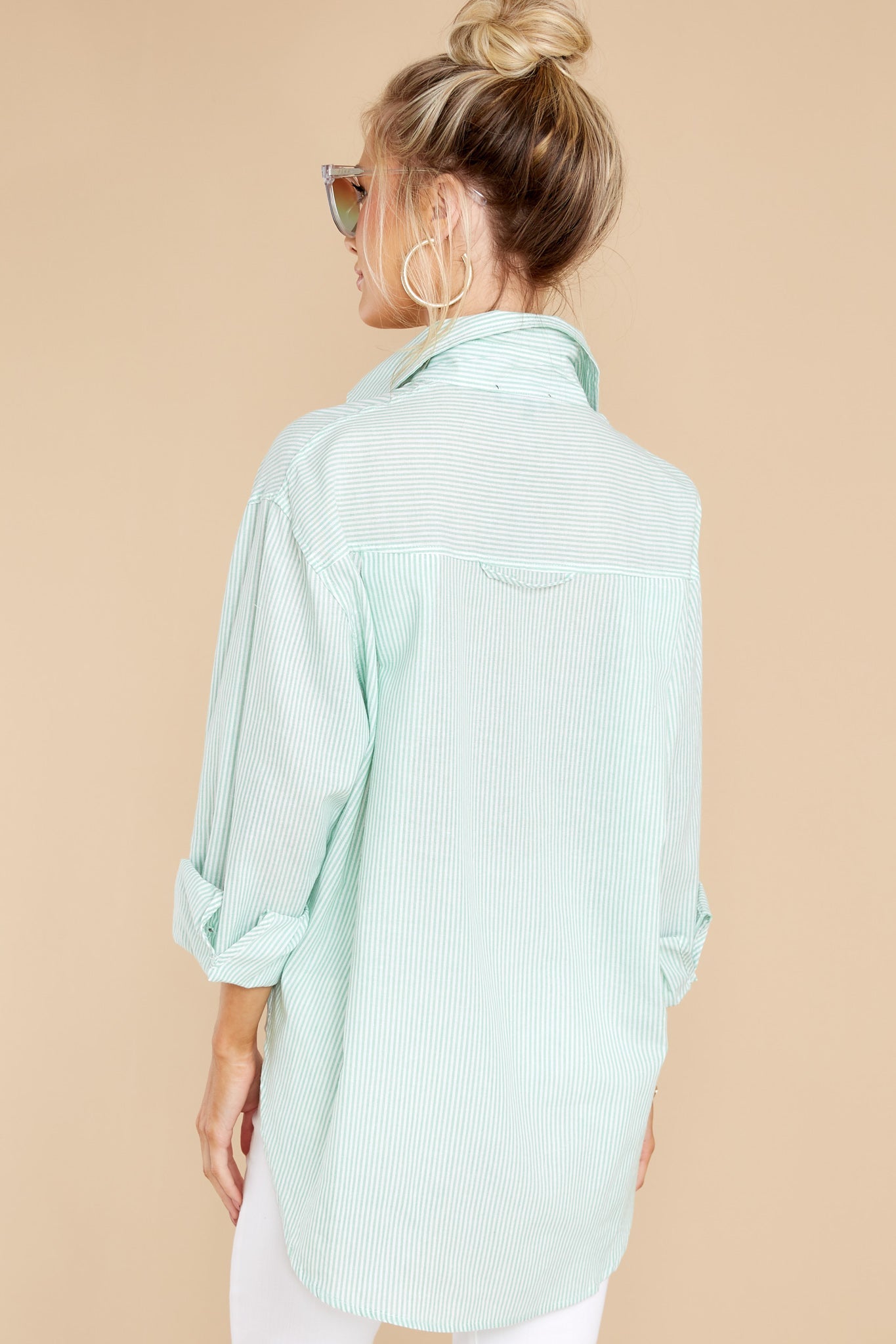 Whisk Me Away Mint Striped Top